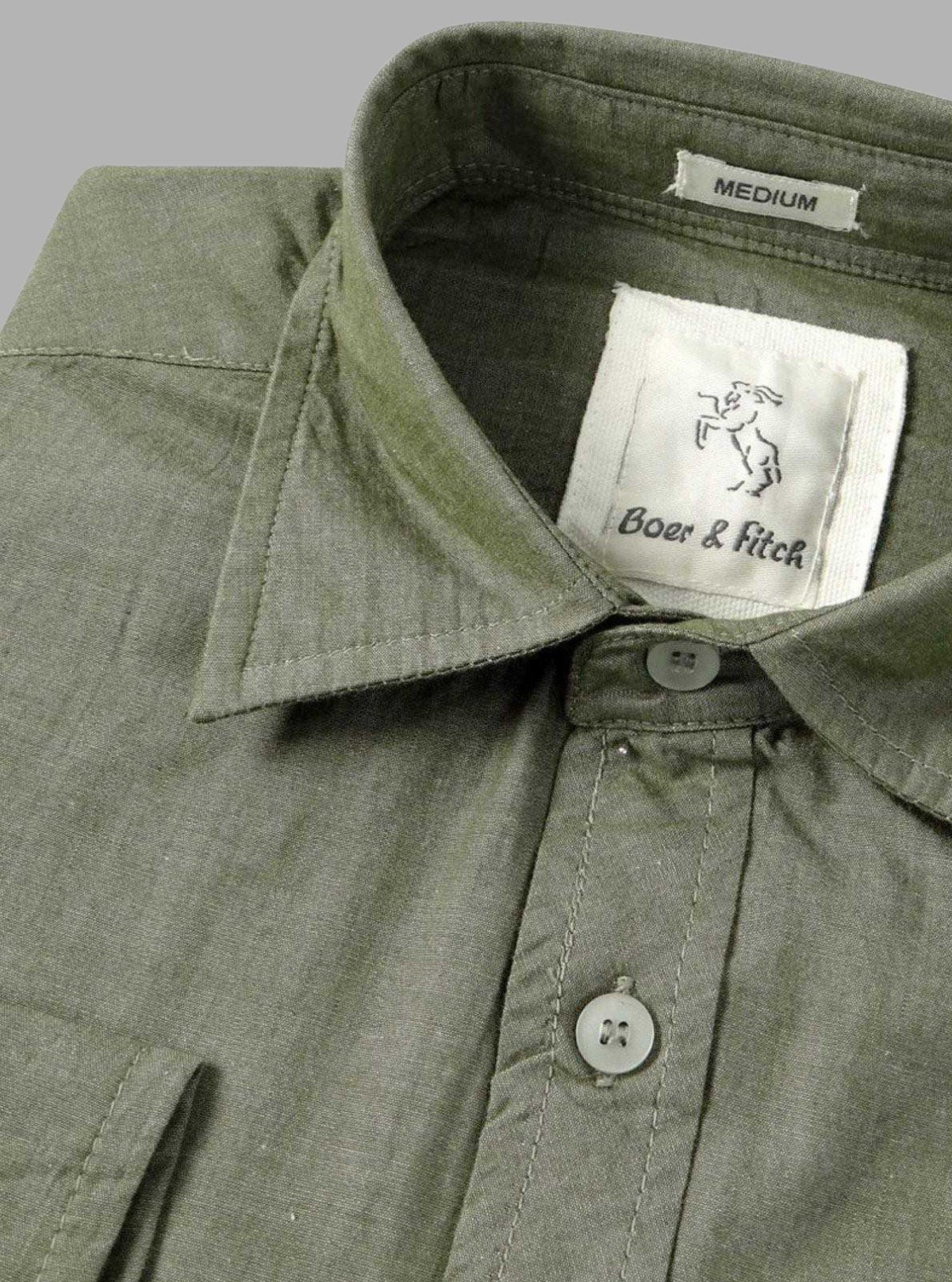 Forest Green Slim Fit Full Sleeve Cotton Shirt for Men – Casual & Smart by Boer and Fitch - Boer and Fitch