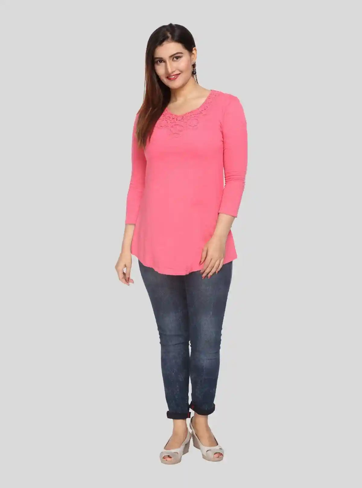 Women's Fuchsia Neck Lace Long Sleeve Cotton Jersey Top | Boer & Fitch | Buy Online at  Boer and Fitch