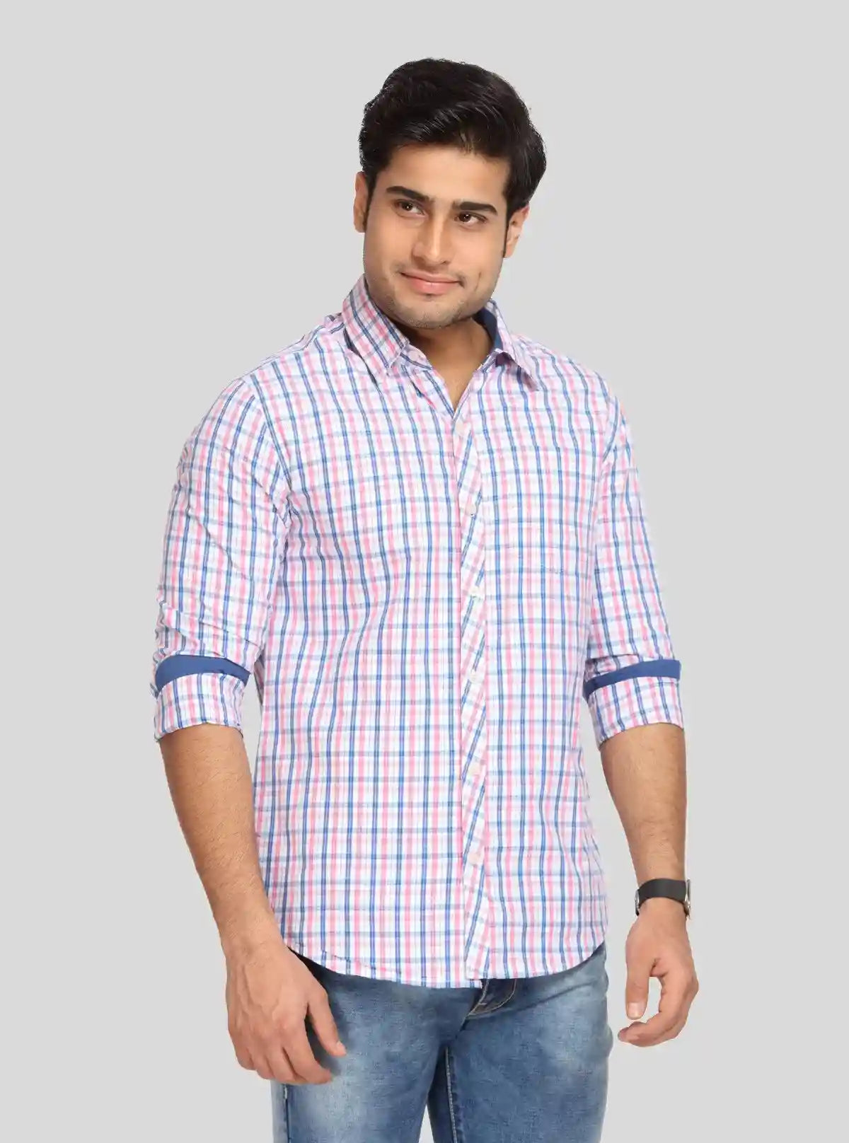Men’s Pink Checked Slim Fit Full Sleeve Shirt – Smart Casual Style by Boer & Fitch | Buy Online at  Boer and Fitch