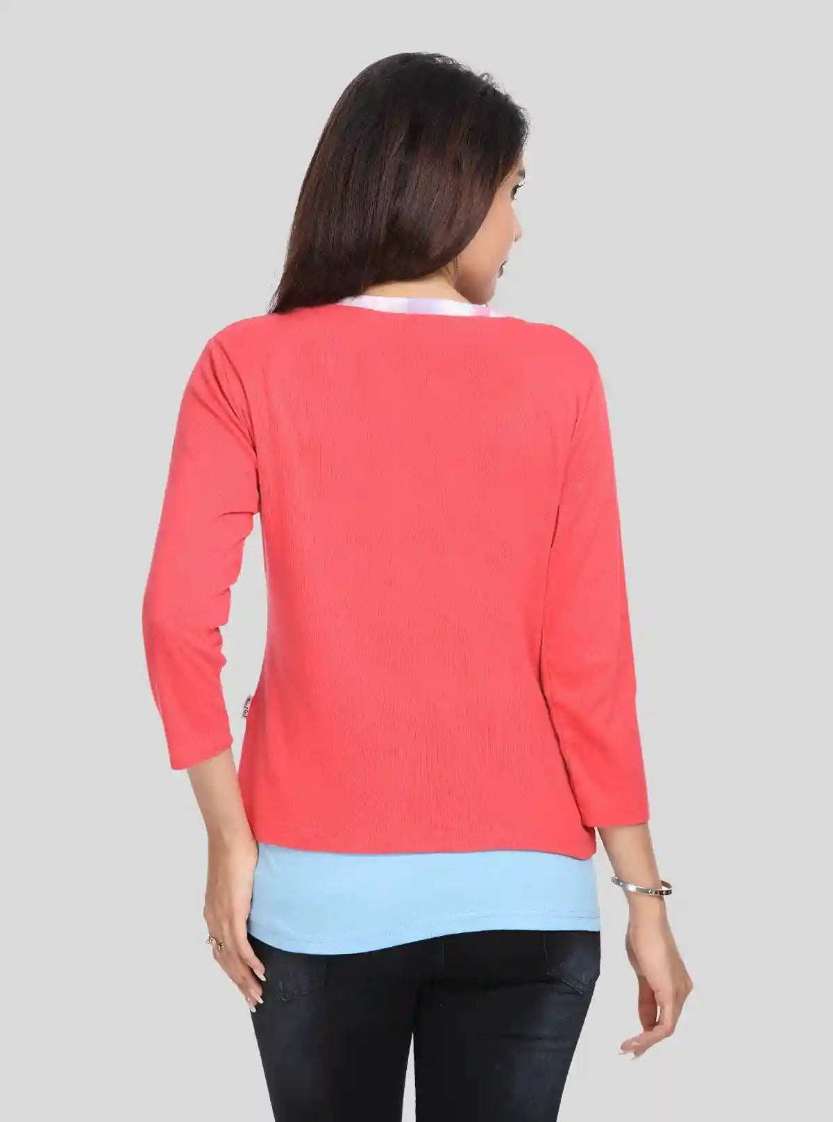 Women's Fuchsia Cotton Shrug with All Over Printed Inner Top | Buy Online at  Boer and Fitch