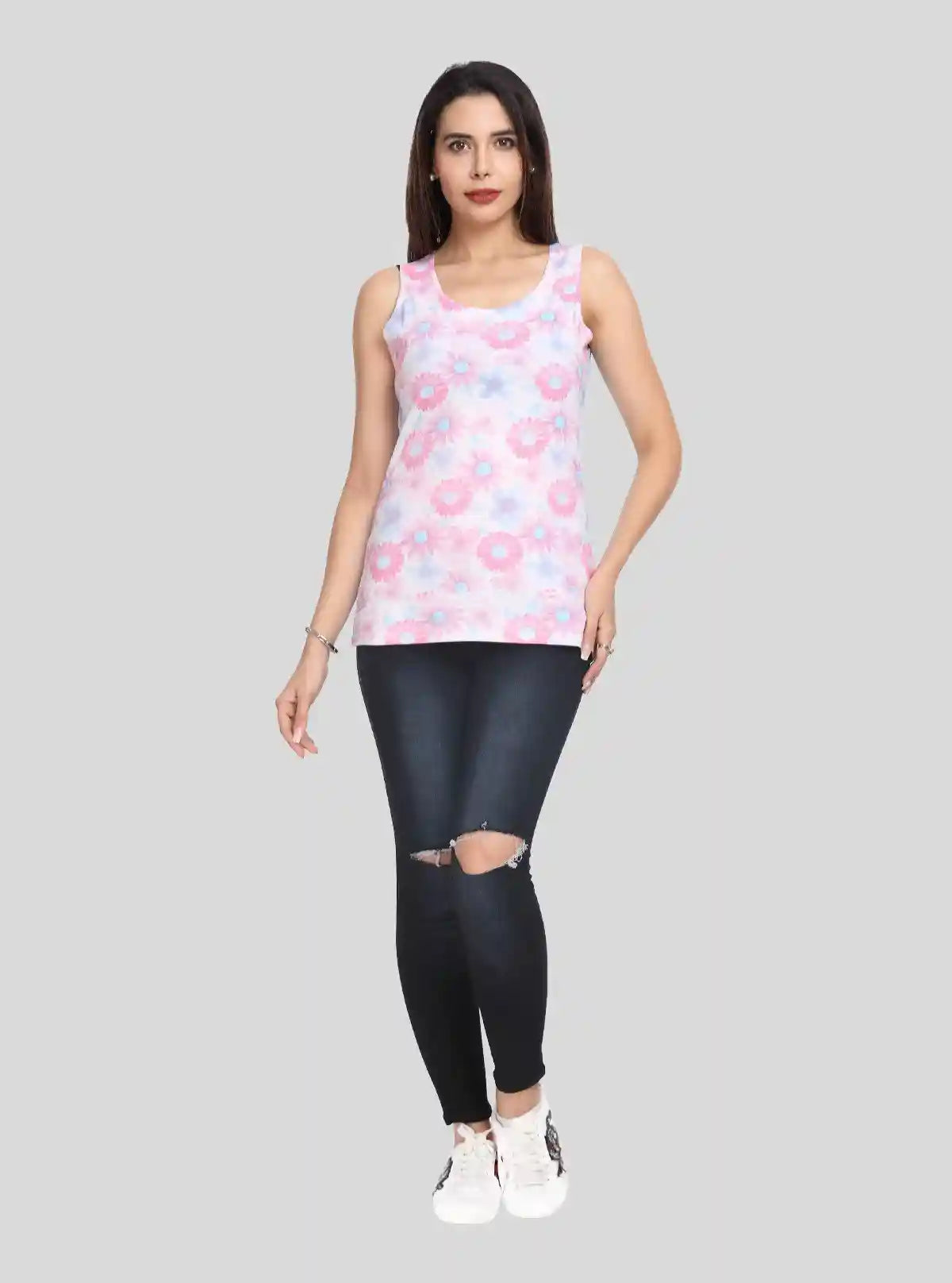 Women's Fuchsia Cotton Shrug with All Over Printed Inner Top | Buy Online at  Boer and Fitch