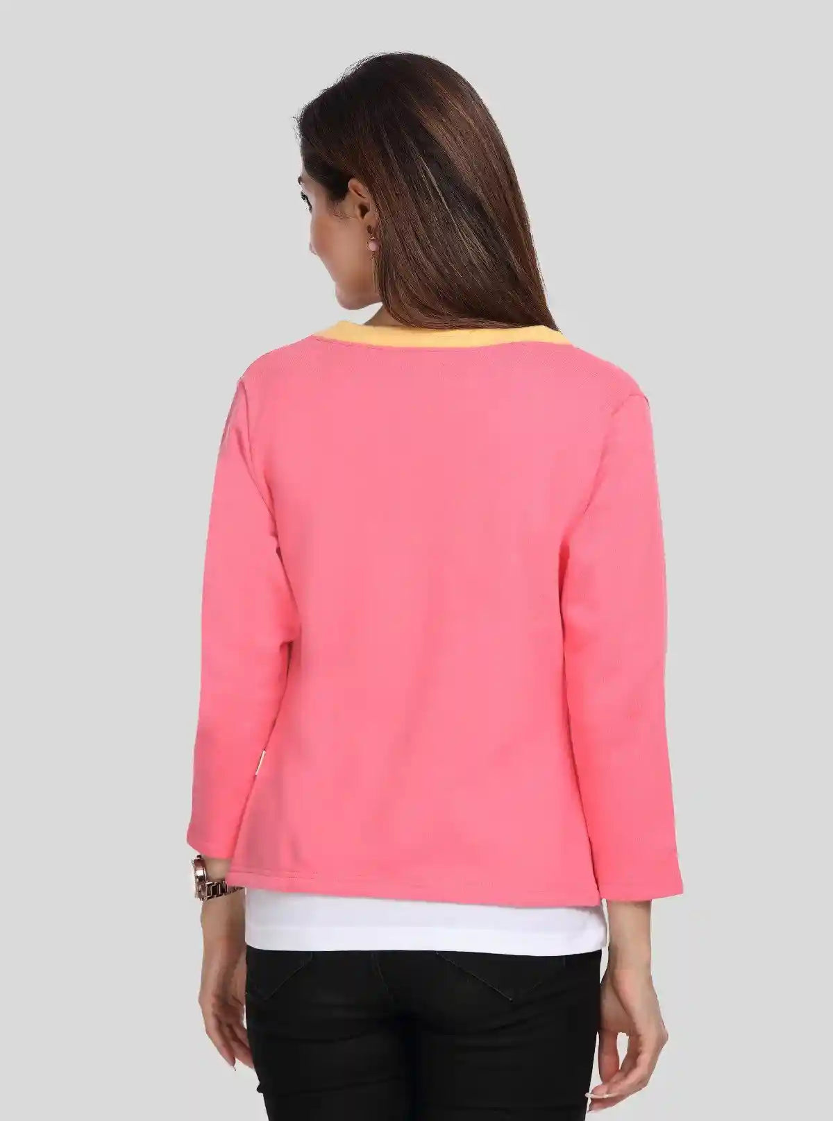 Women's Pink & Yellow Cotton Shrug with Floral Inner – Boer and Fitch | Buy Online at  Boer and Fitch