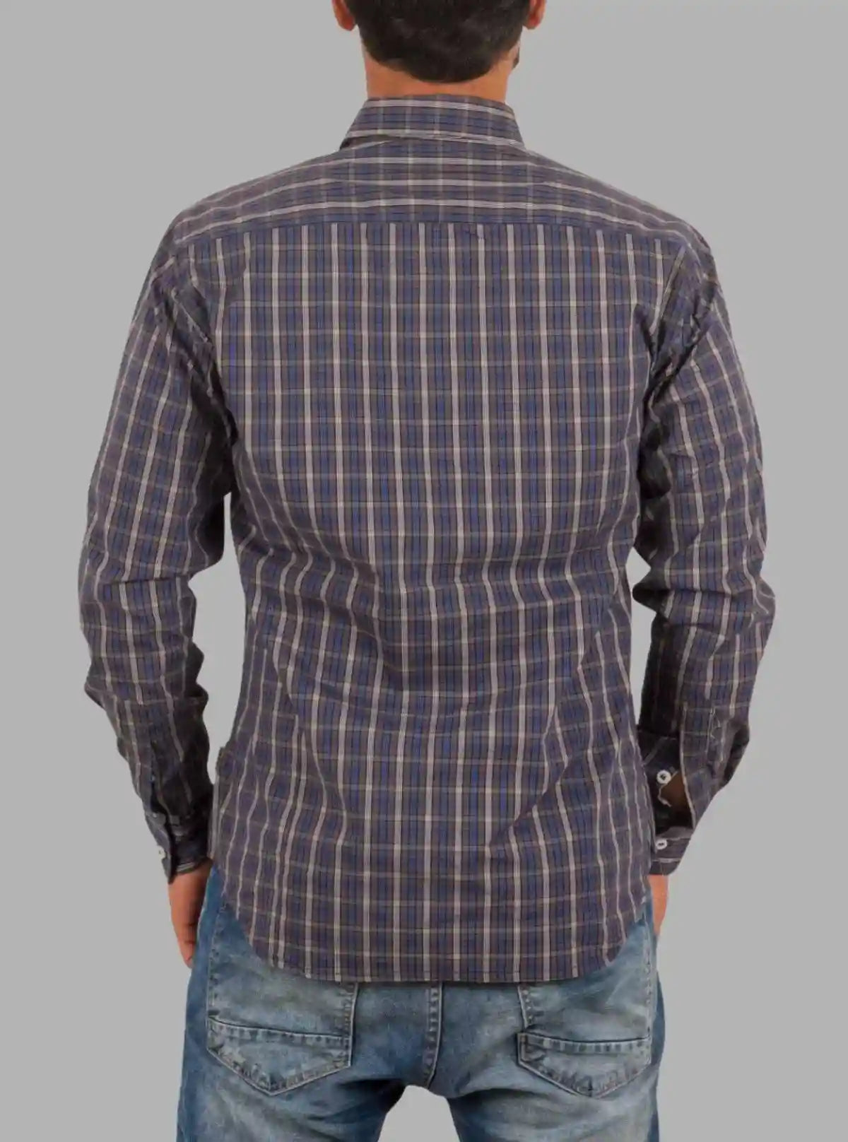 Classic Navy Checked Slim Fit Long Sleeve Shirt for Men – Casual & Smart by Boer and Fitch | Buy Online at gep32c-qs.myshopify.com