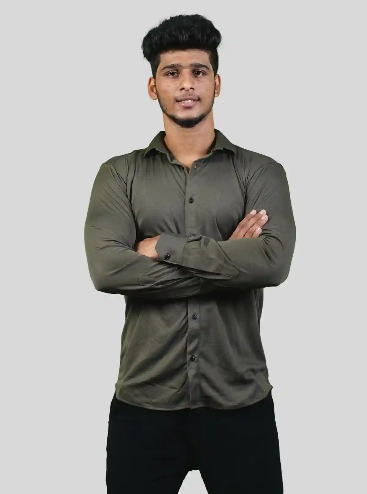 Men's Olive Green Long Sleeve Poly Shirt – Smart Utility Style by Boer and Fitch from Boer and Fitch | Buy Online at gep32c-qs.myshopify.com