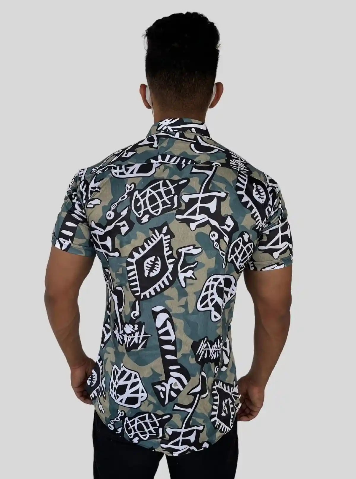 Men’s Short Sleeve Shirt with Multi-Color Tribal Print | Boer & Fitch | Buy Online at  Boer and Fitch