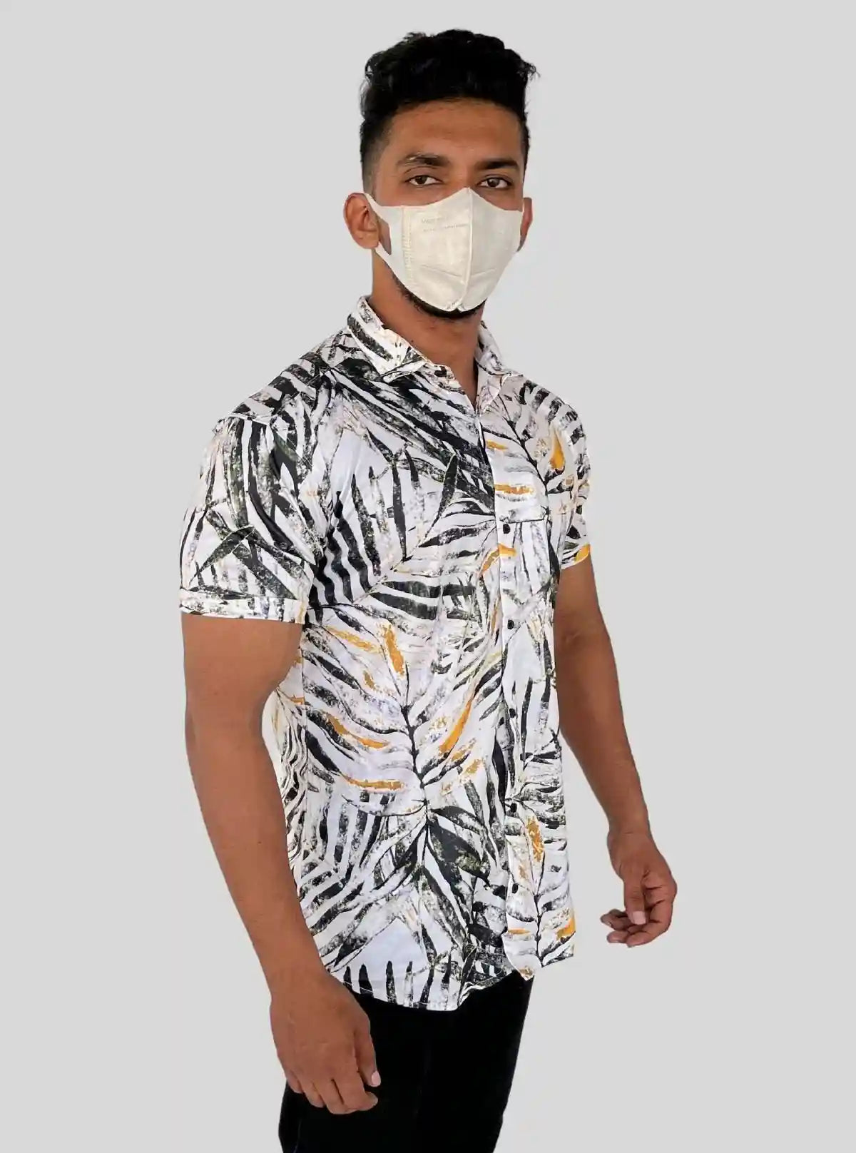 Men’s White Bamboo Leaves Printed Poly Shirt – Tropical Vibe by Boer & Fitch | Buy Online at  Boer and Fitch