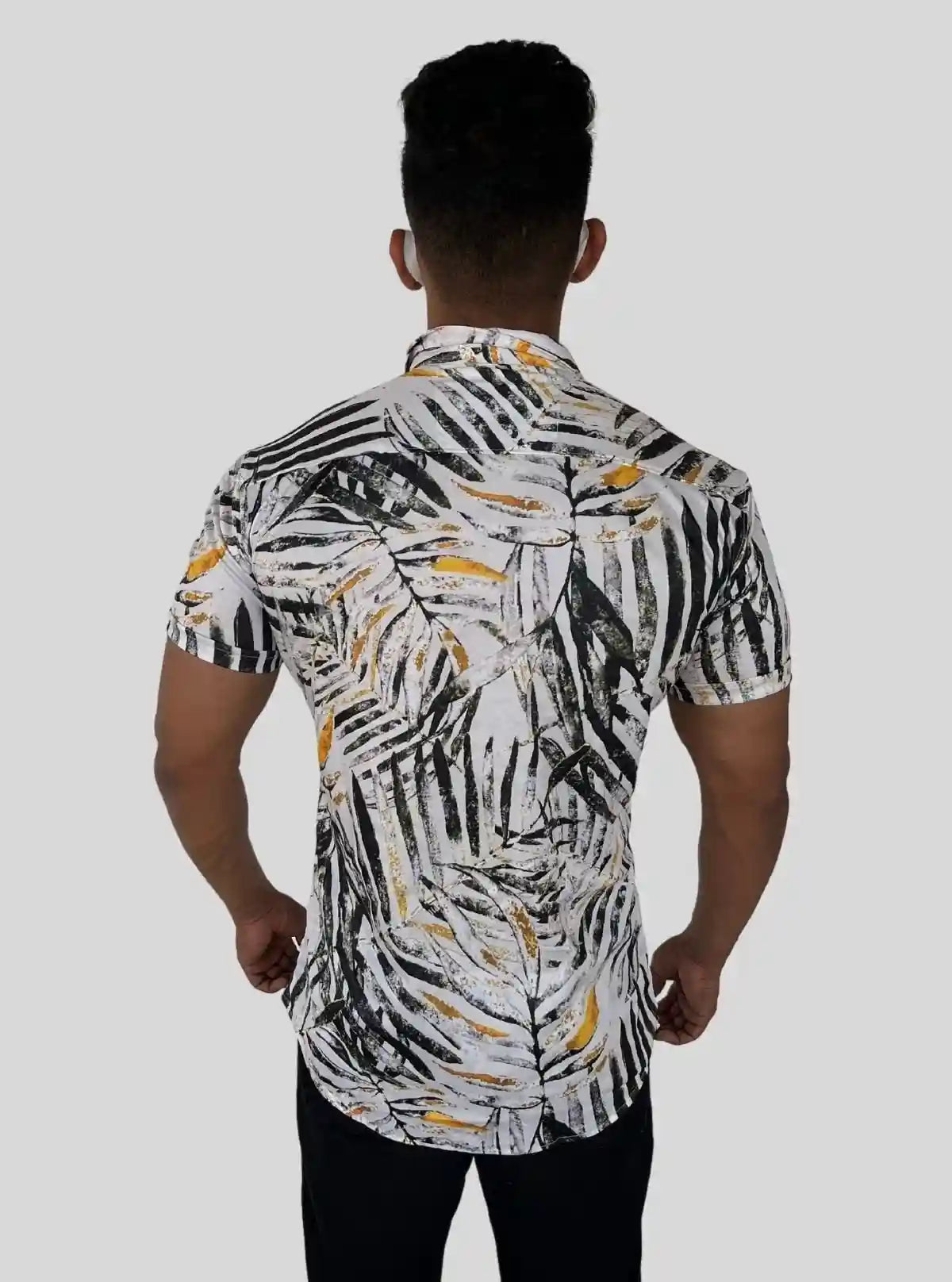 Men’s White Bamboo Leaves Printed Poly Shirt – Tropical Vibe by Boer & Fitch | Buy Online at  Boer and Fitch