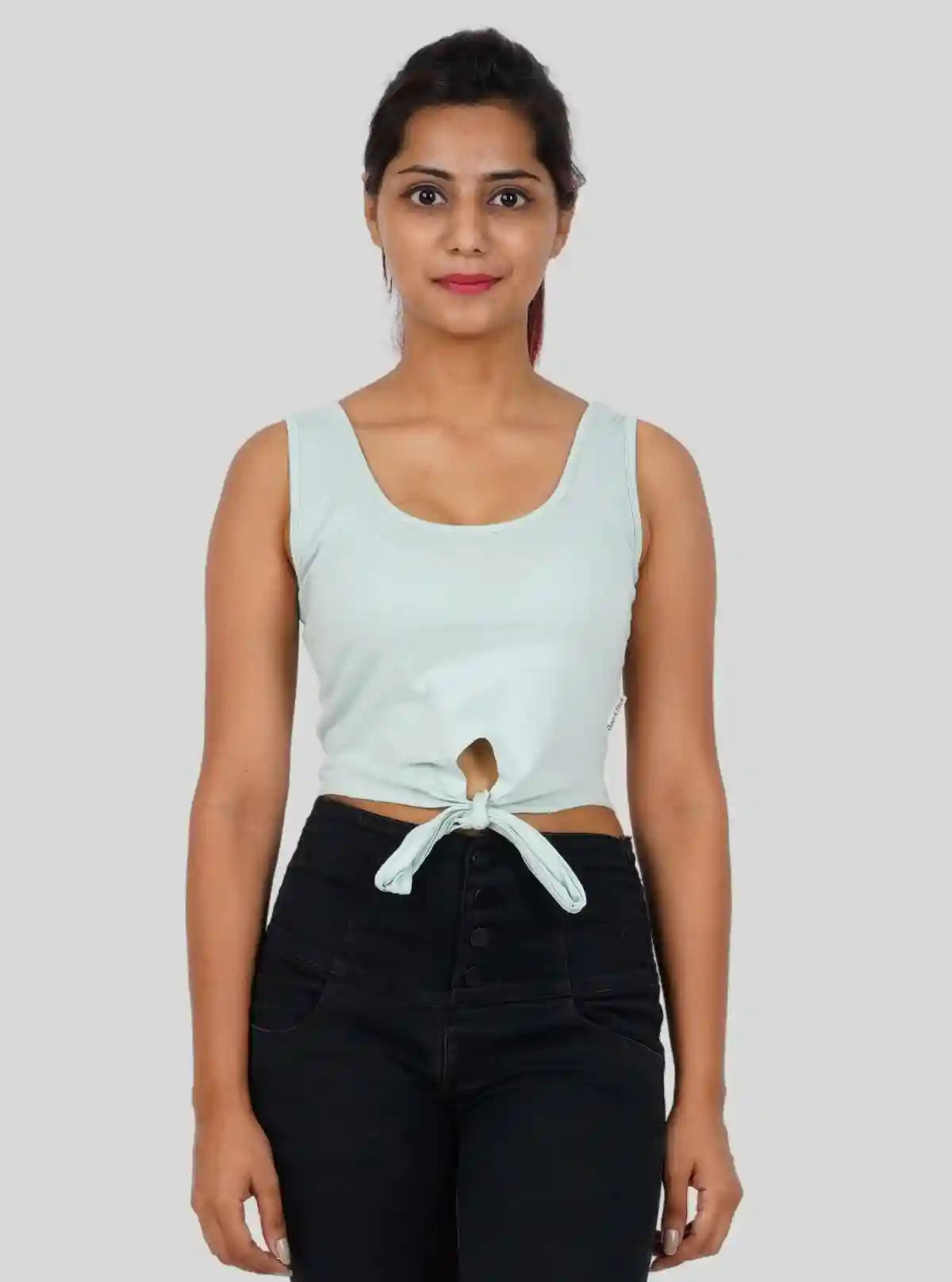 Women's Twisted Front Green Crop Top in Cotton Elastane – Stylish Fit | Buy Online at  Boer and Fitch