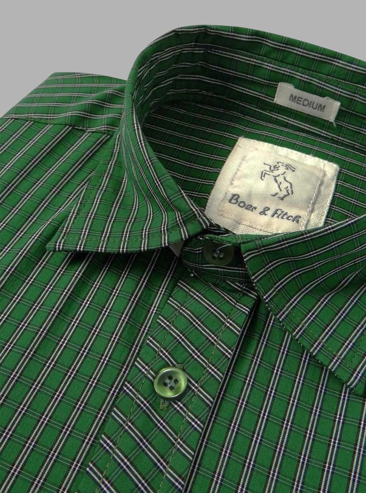 Green Micro Checked Half Sleeve Shirt for Men – Casual Style by Boer and Fitch - Boer and Fitch