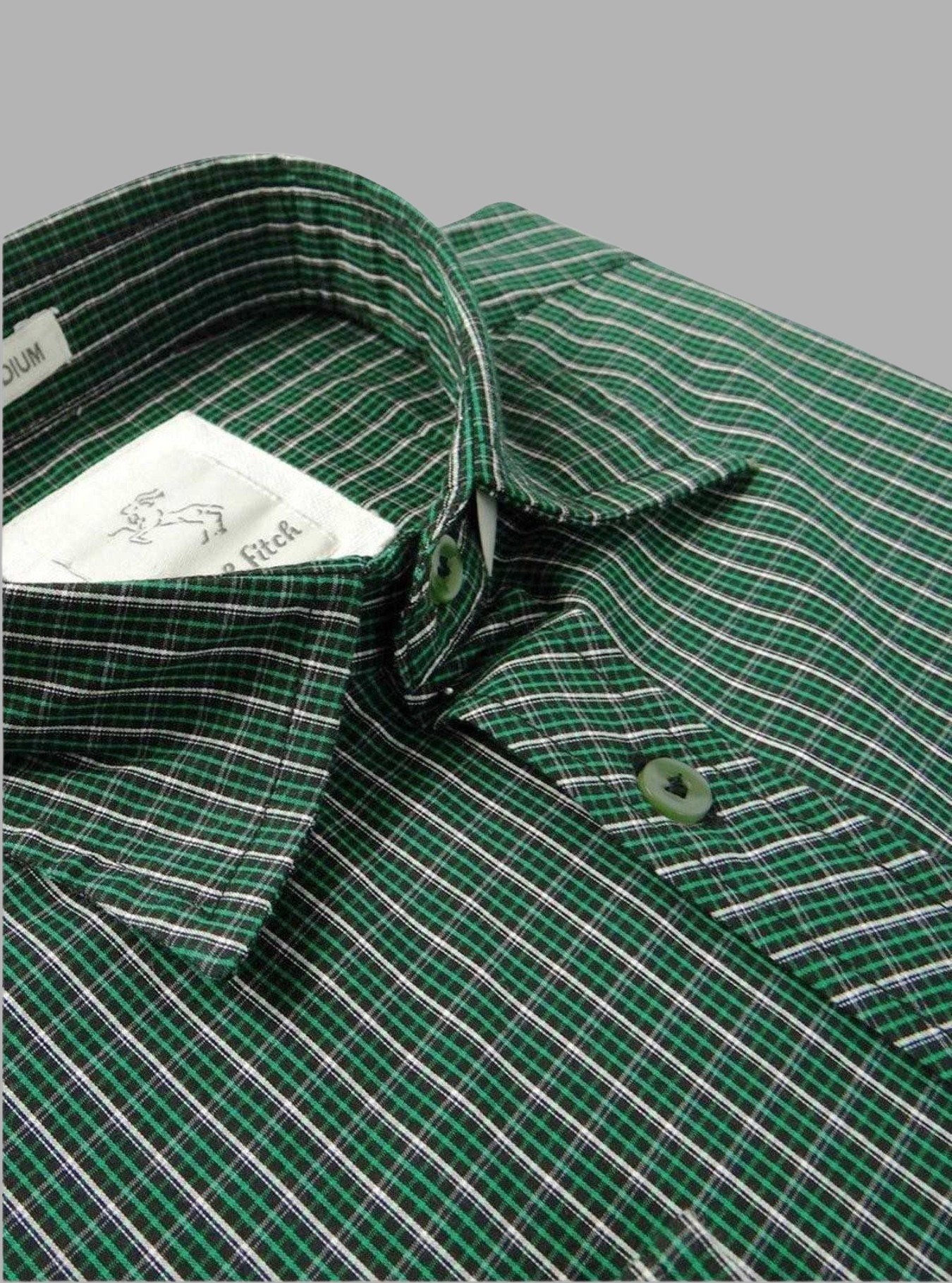 Green Micro Checked Slim Fit Full Sleeve Shirt for Men – Casual & Smart by Boer and Fitch - Boer and Fitch