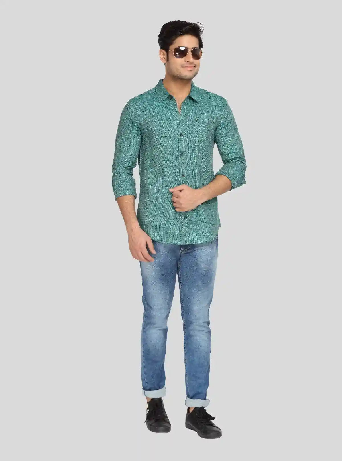 Men’s Dusted Green Solid Full Sleeve Shirt – Smart Casual Wear by Boer & Fitch | Buy Online at  Boer and Fitch