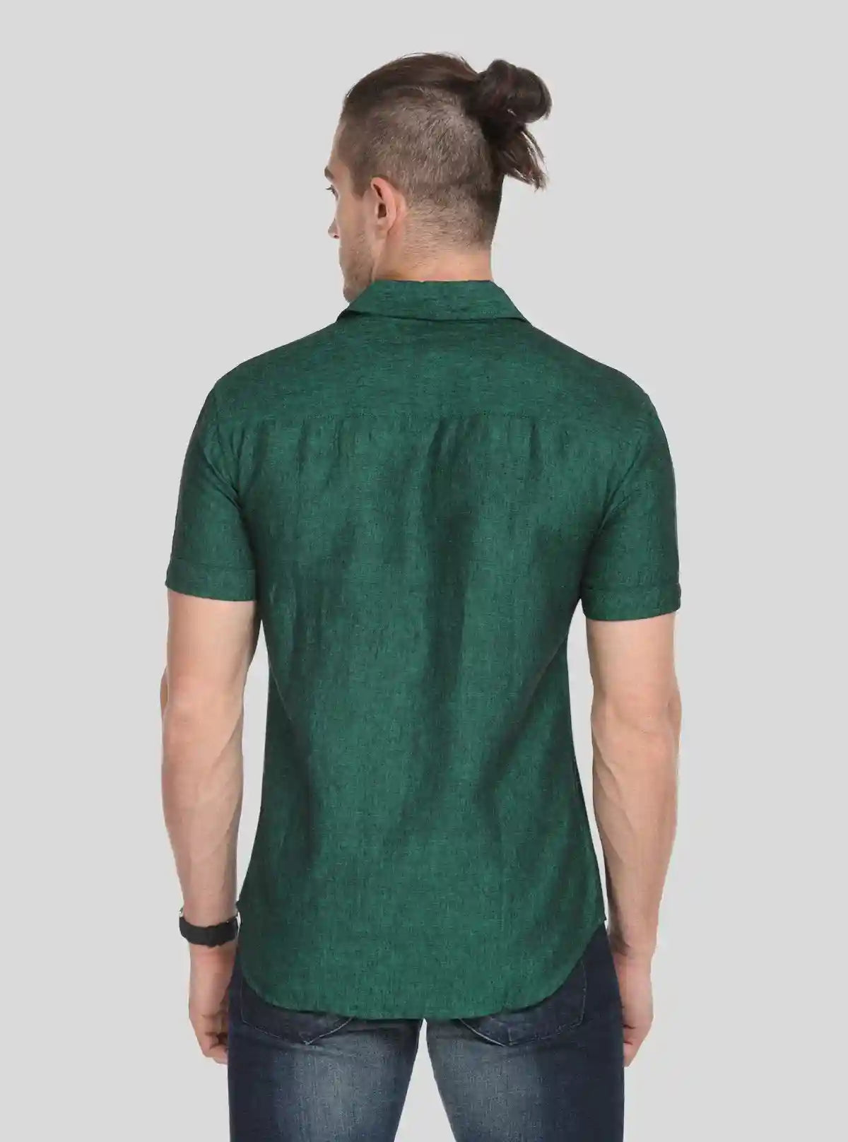 Men's Green Linen Blended Shirt – Breezy, Earthy & Smart Casual Essential | Buy Online at gep32c-qs.myshopify.com