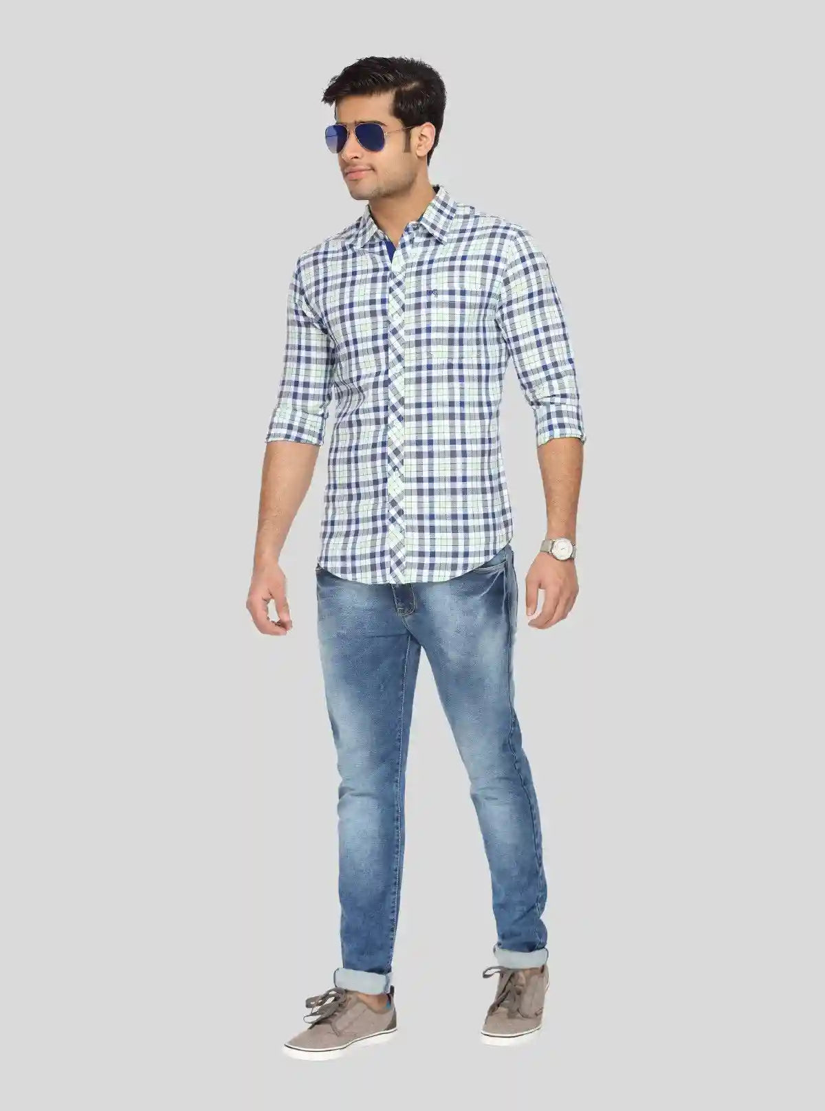 Men’s Light Green Checked Full Sleeve Shirt – Smart Casual Wear by Boer & Fitch | Buy Online at  Boer and Fitch