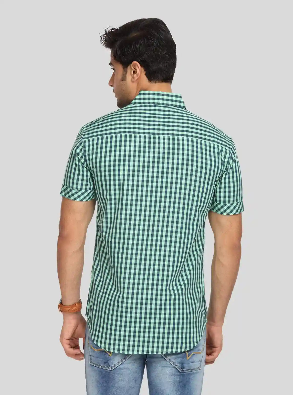 Men's Lime Green Checked Half Sleeve Shirt – Bold, Breezy & Modern | Buy Online at  Boer and Fitch