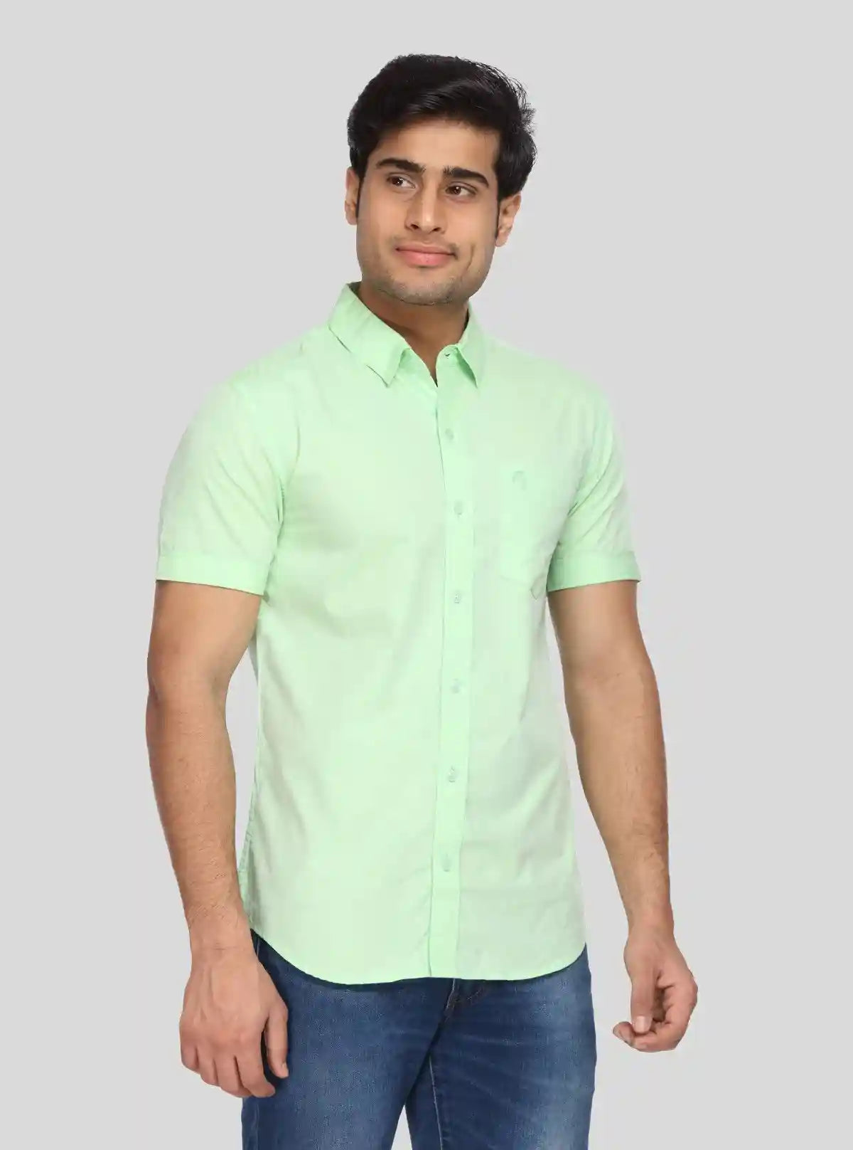 Men's Soft Green Cotton Shirt – Comfortable, Minimal & Everyday Essential | Buy Online at  Boer and Fitch