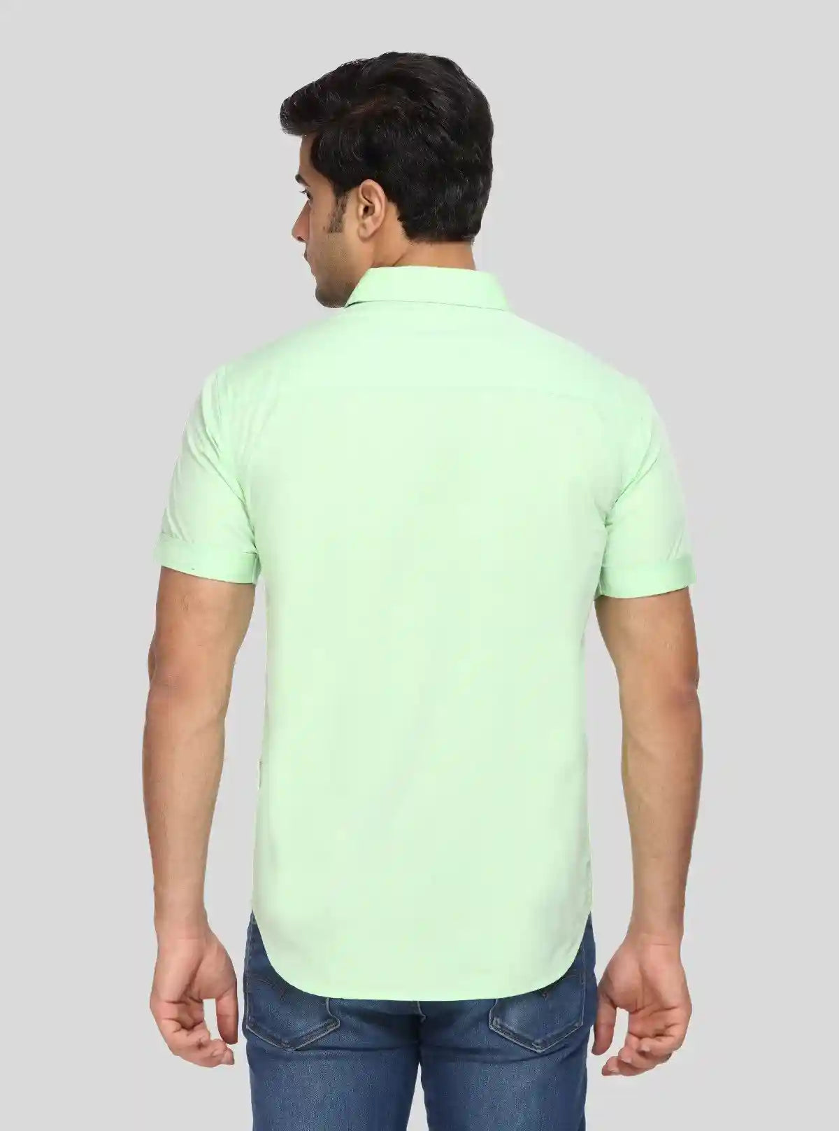 Men's Soft Green Cotton Shirt – Comfortable, Minimal & Everyday Essential | Buy Online at  Boer and Fitch