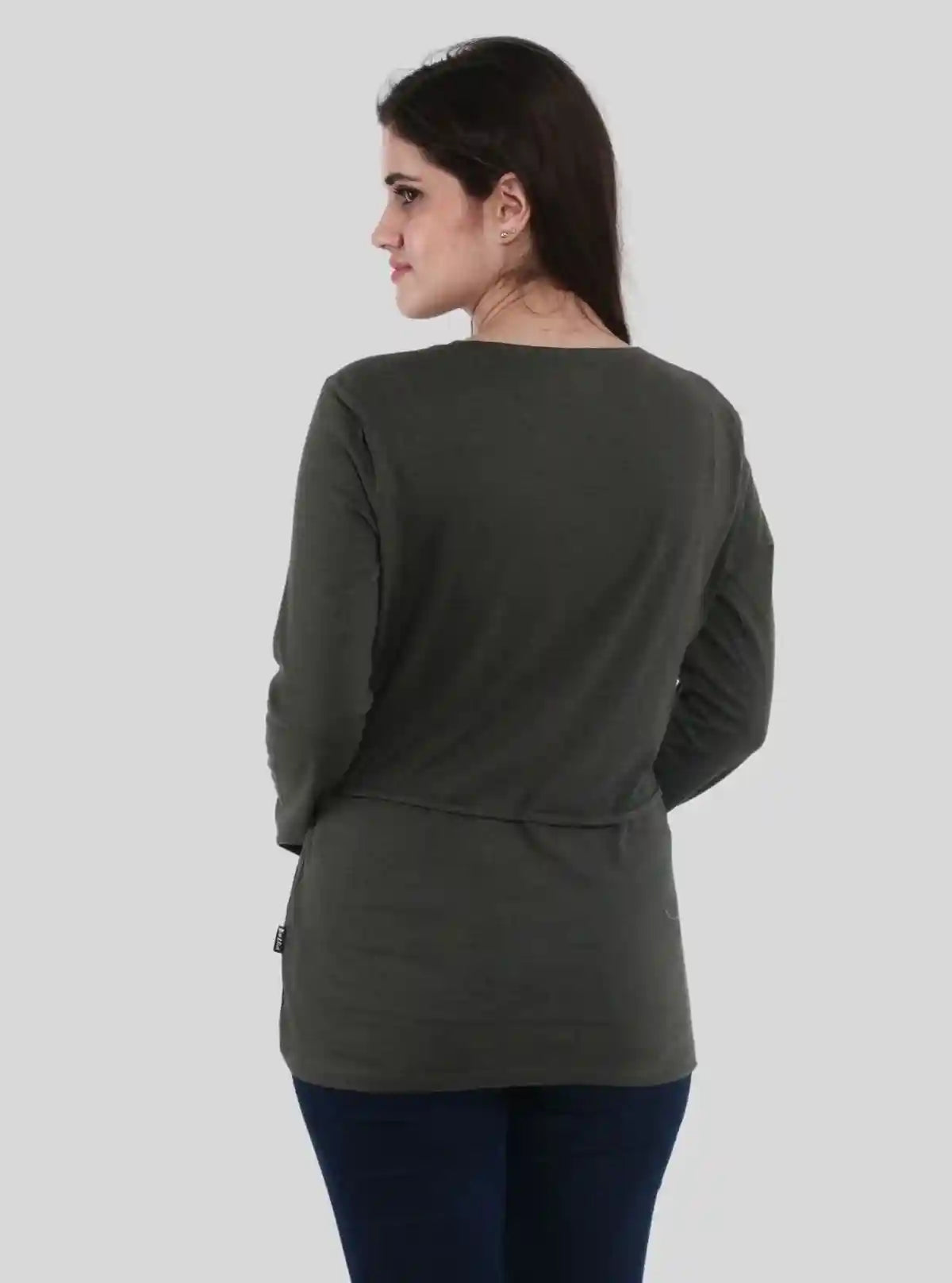 Women's Dark Green Front Knot Shrug in 100% Cotton Feather Touch Fabric | Buy Online at  Boer and Fitch