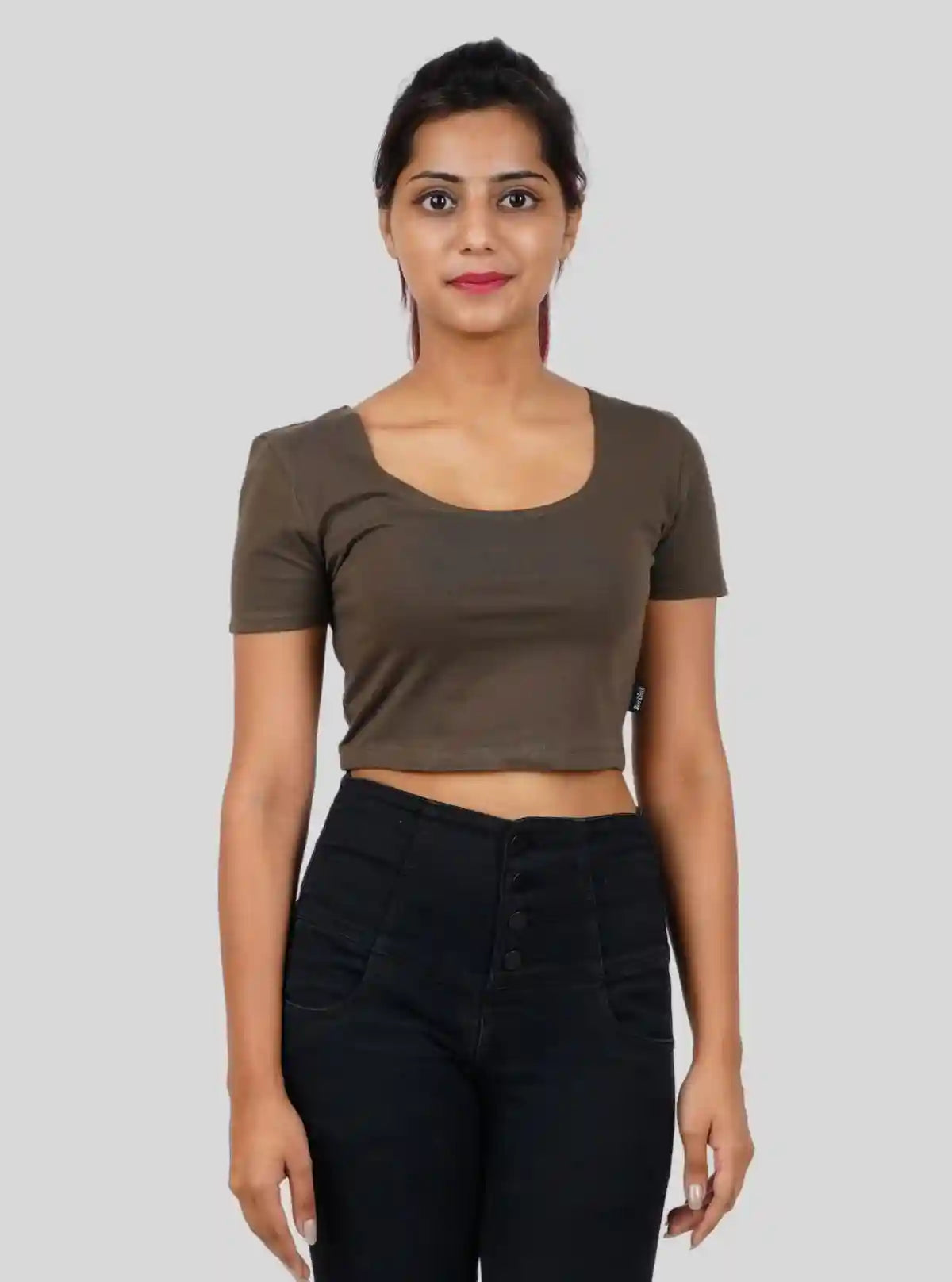 Women's Green Cotton Jersey Crop Top – Stretch Fit Everyday Essential | Buy Online at  Boer and Fitch