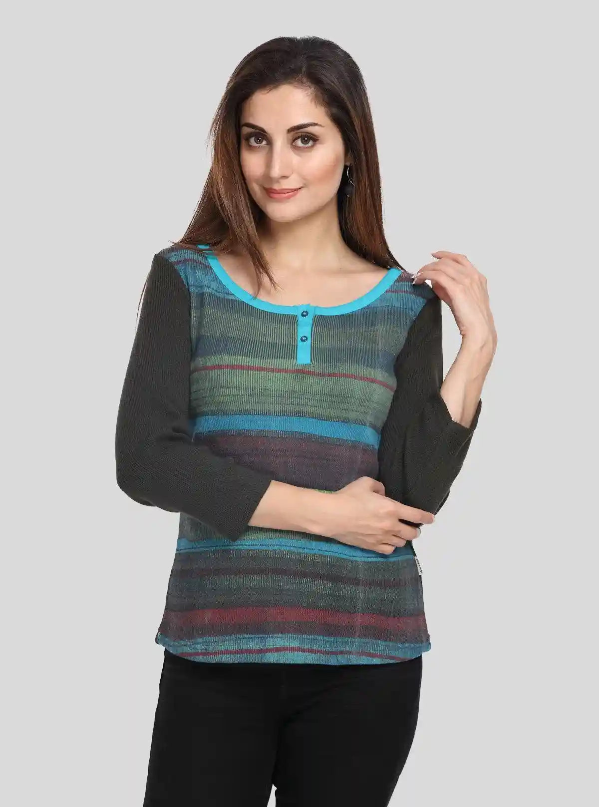 Women’s Green Stripe Cotton Ribbed Boat Neck Sweat Top by Boer & Fitch | Buy Online at  Boer and Fitch