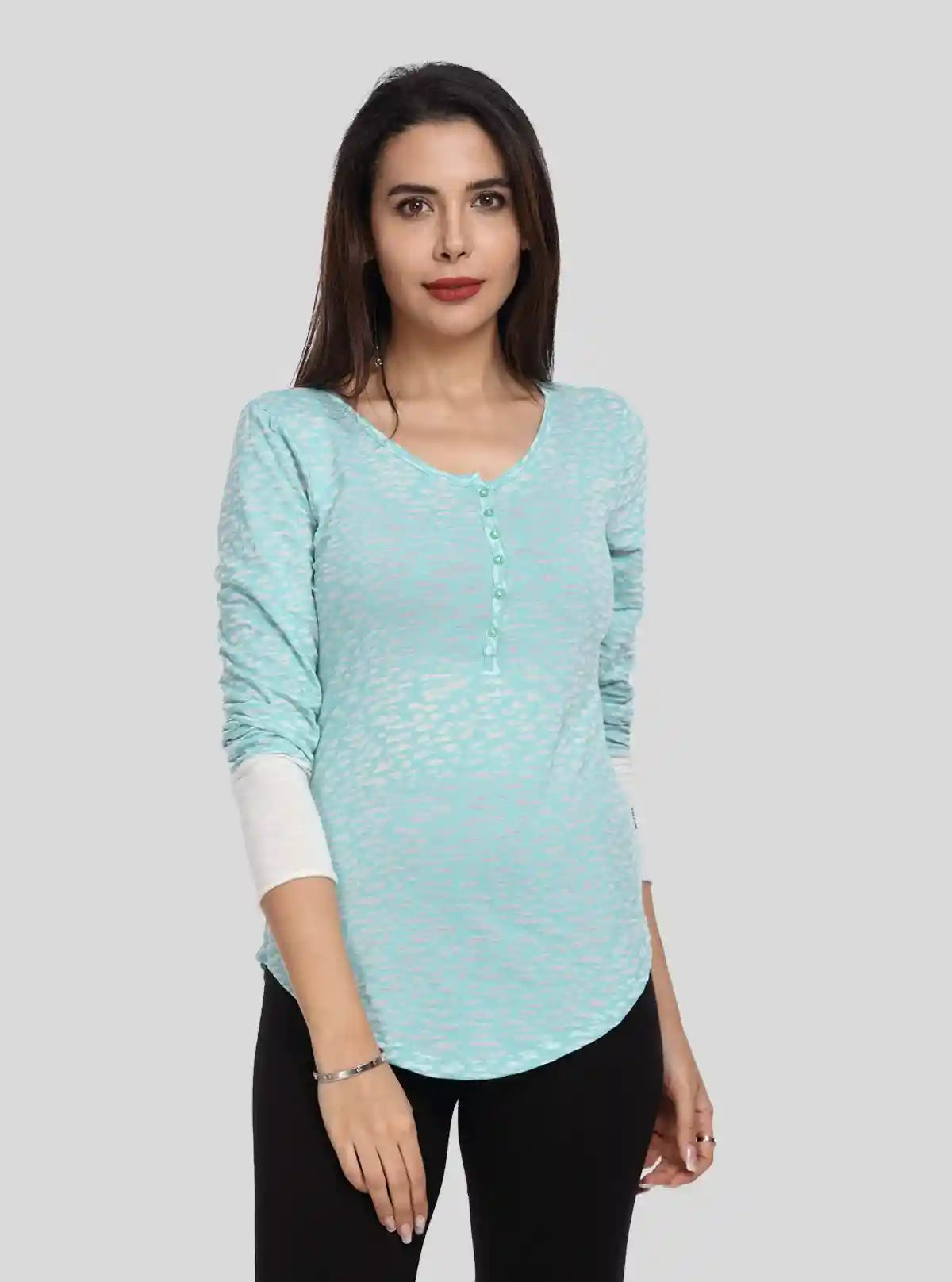 Women's Pastel Green Burned Buttoned Top – Soft, Stylish & Versatile | Buy Online at  Boer and Fitch