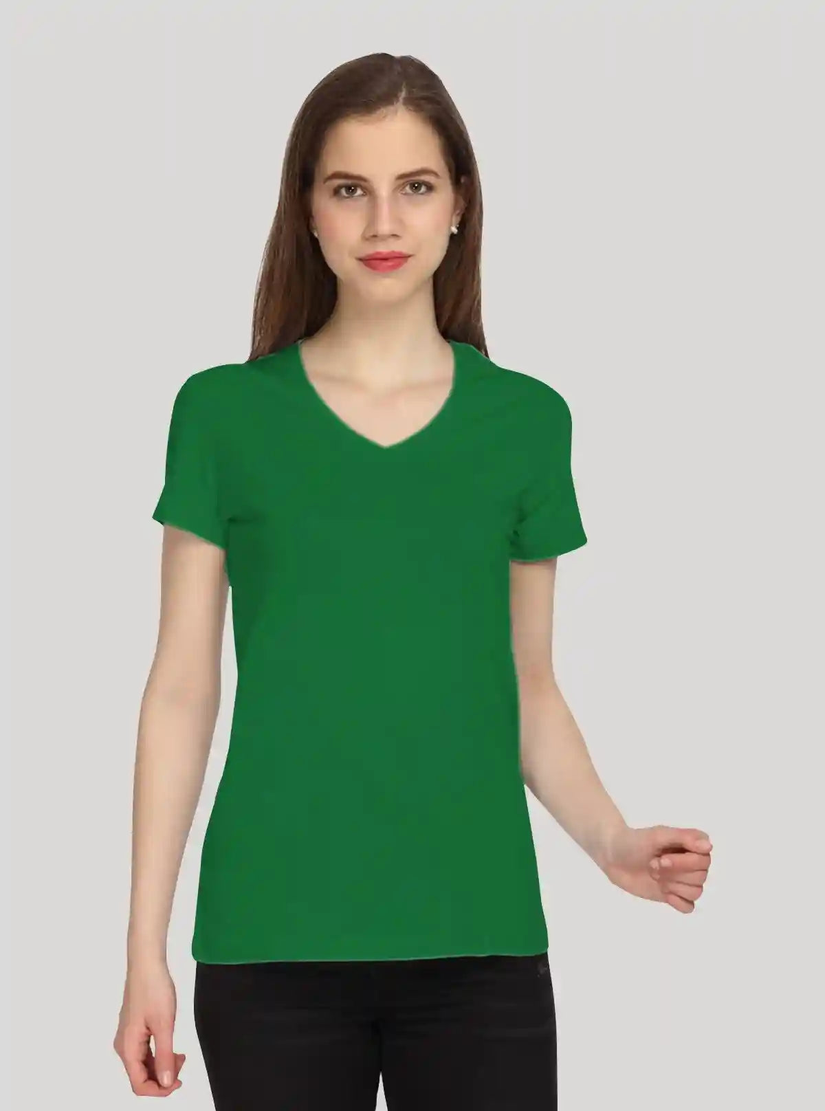 Women’s Solid Green V-Neck T-Shirt – Stylish Everyday Wear | Boer & Fitch | Buy Online at  Boer and Fitch
