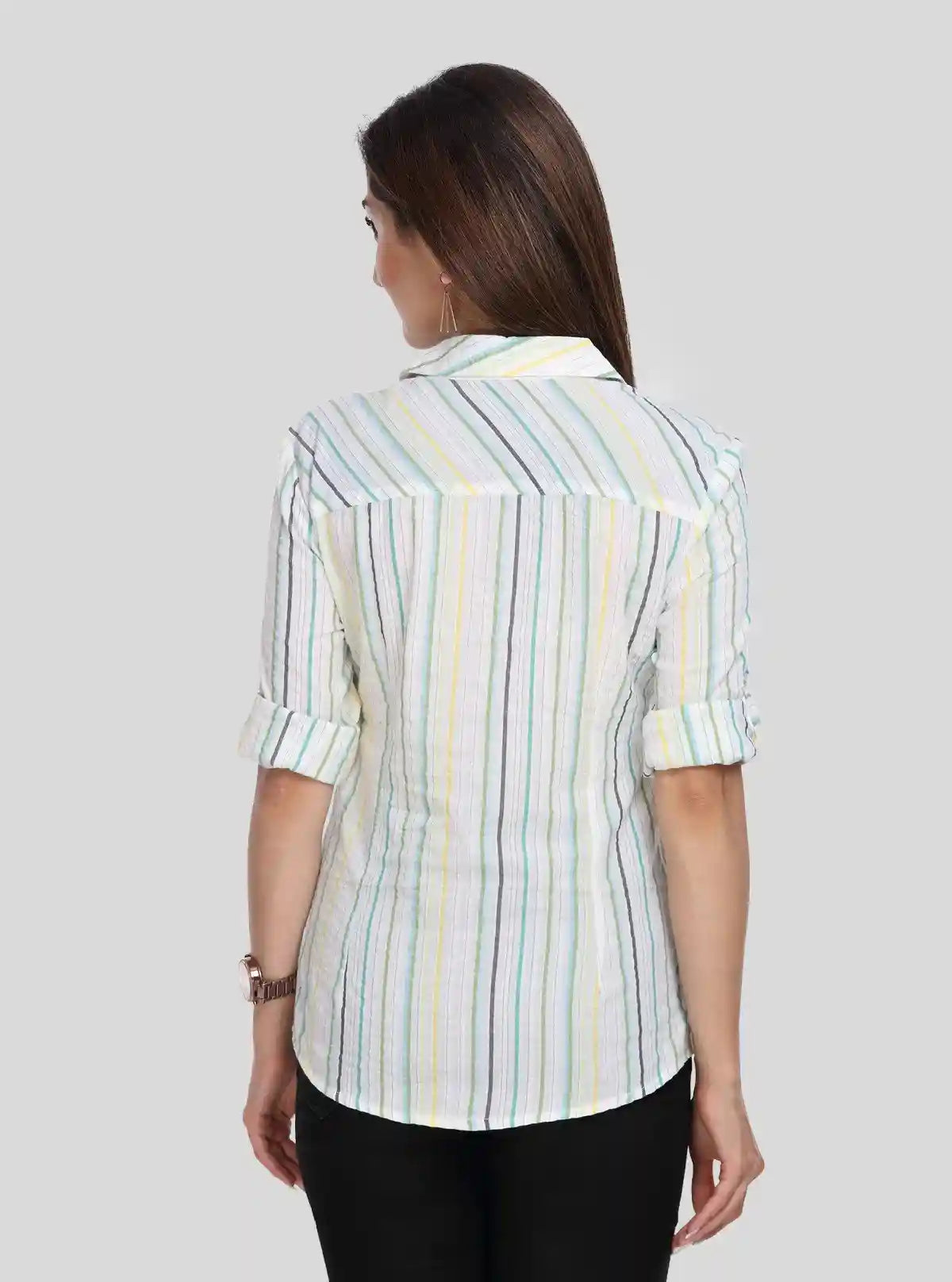 Women’s White Vertical Stripe Long Sleeve Shirt by Boer and Fitch | Buy Online at  Boer and Fitch