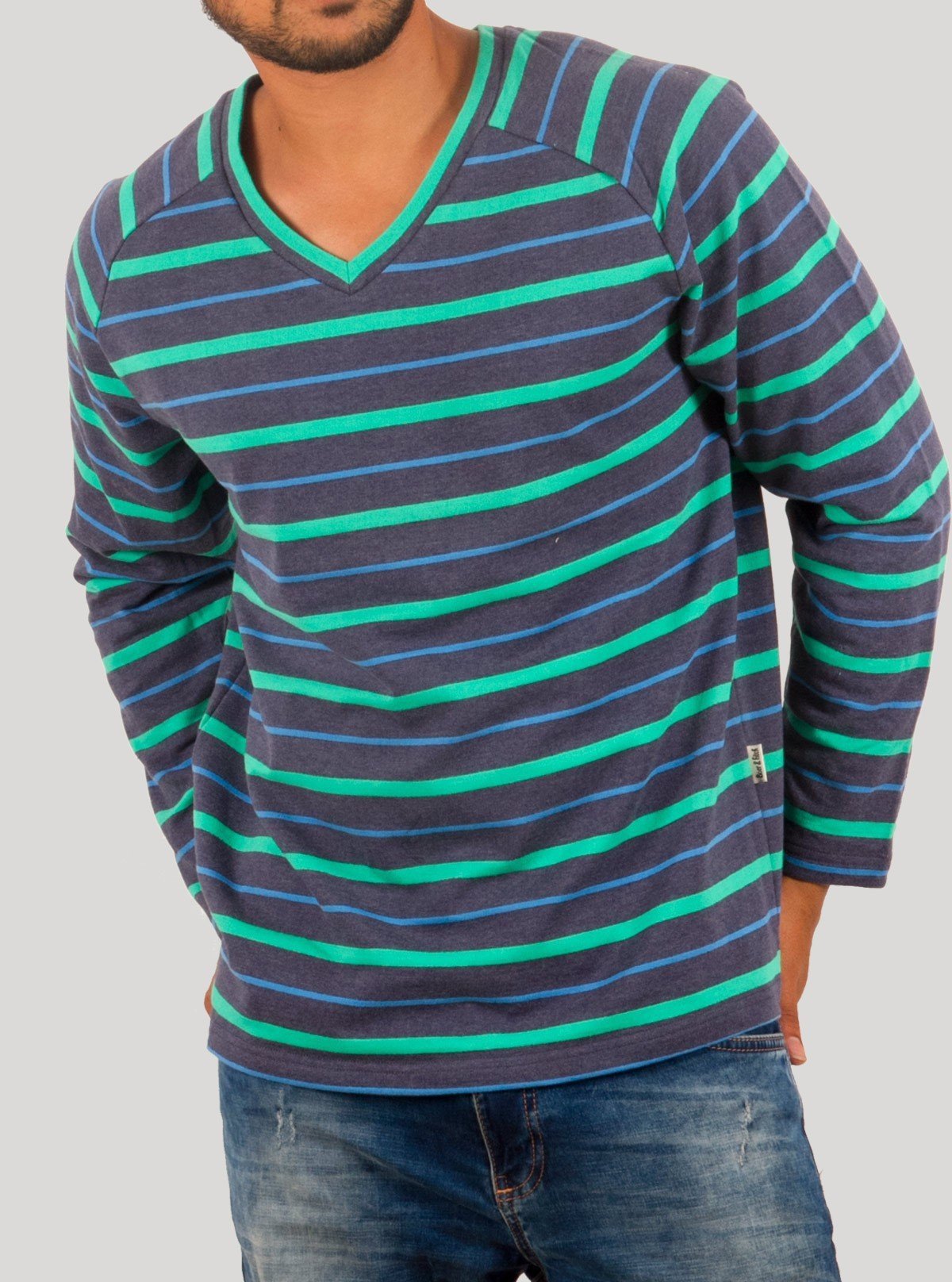 Green Striped Raglan Contrast Sweatshirt for Men – Boer and Fitch - Boer and Fitch