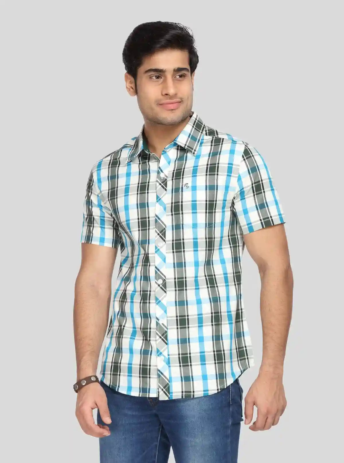 Men’s Green and Blue Checked Slim Fit Shirt – Smart Casual Staple by Boer & Fitch | Buy Online at  Boer and Fitch