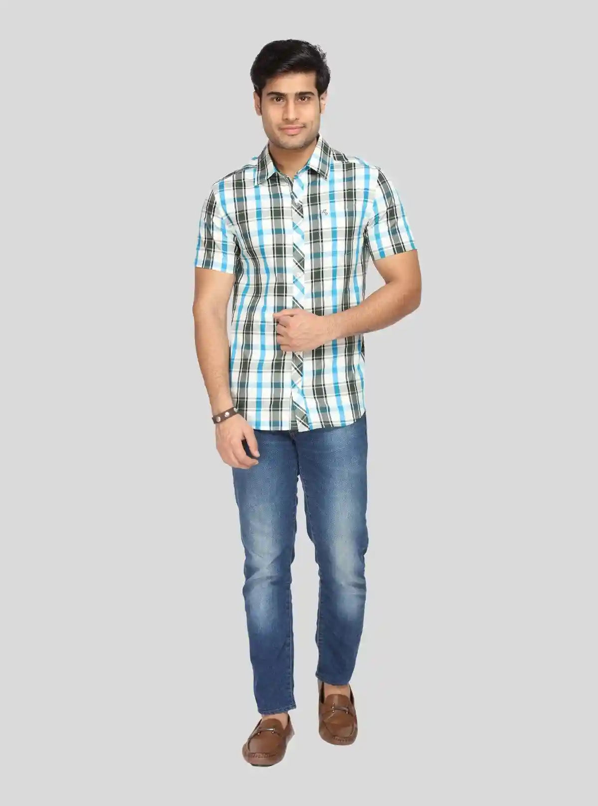 Men’s Green and Blue Checked Slim Fit Shirt – Smart Casual Staple by Boer & Fitch | Buy Online at  Boer and Fitch