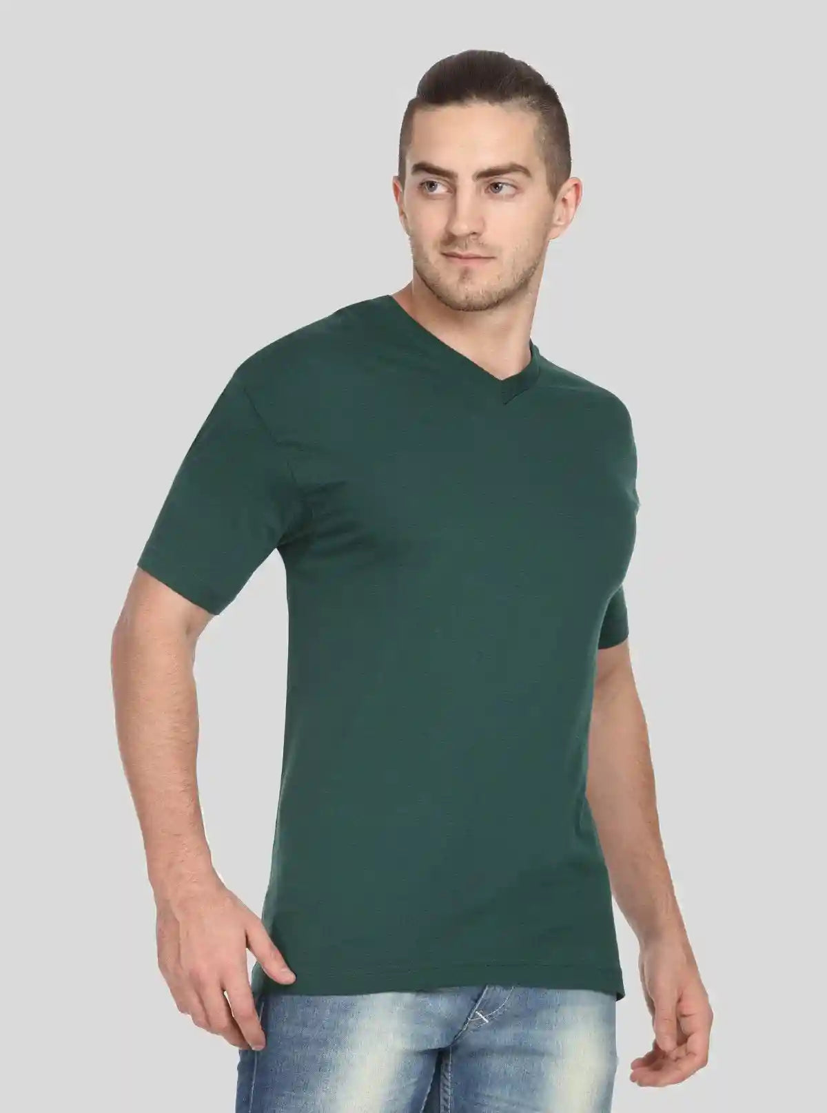Men’s Forest Green Basic V-Neck T-Shirt – Classic Fit Premium Cotton Tee | Buy Online at  Boer and Fitch