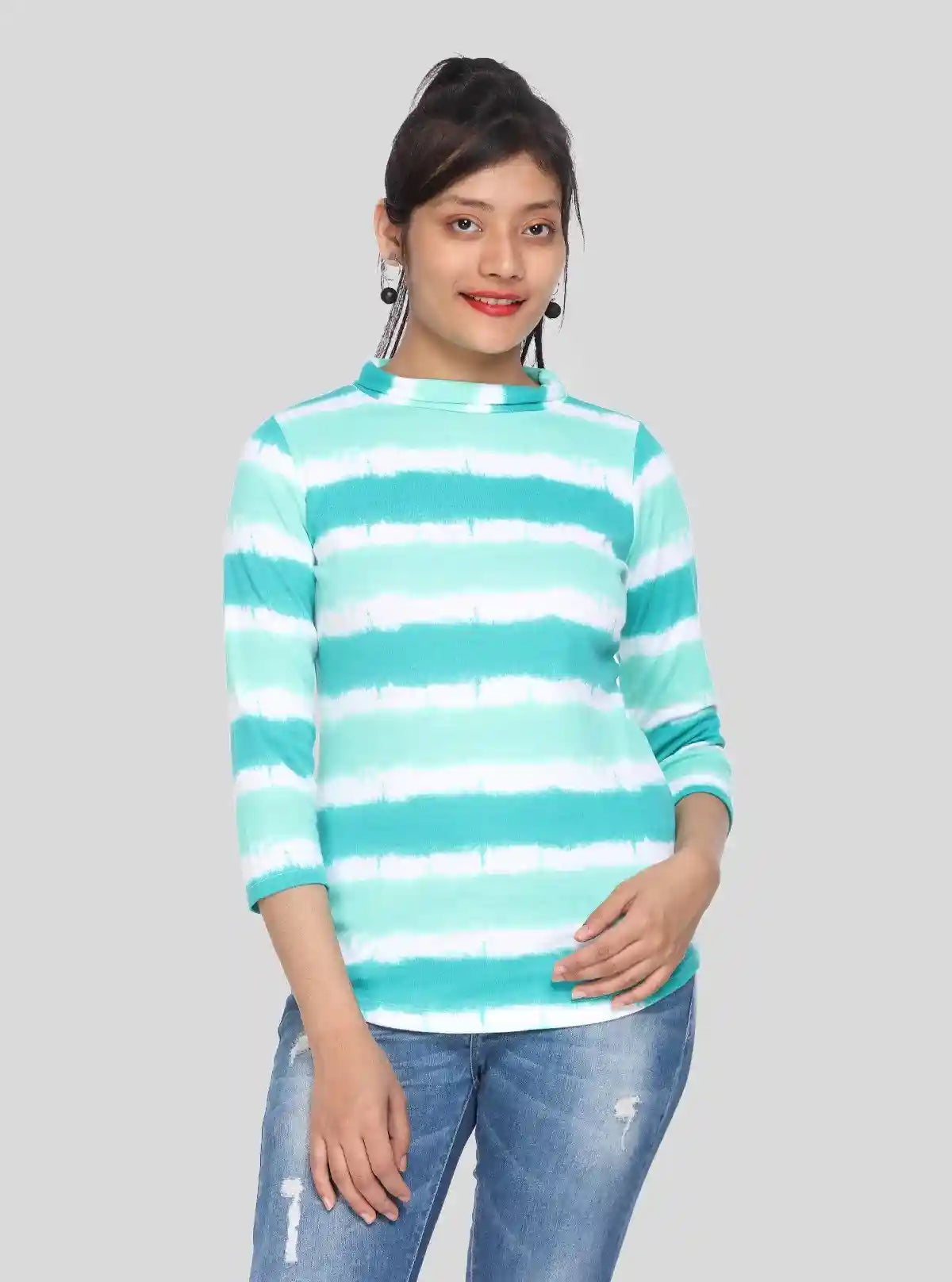 Women's Green Tie-Dye Roll Neck Cotton Knit Long Sleeve Top | Boer & Fitch | Buy Online at  Boer and Fitch