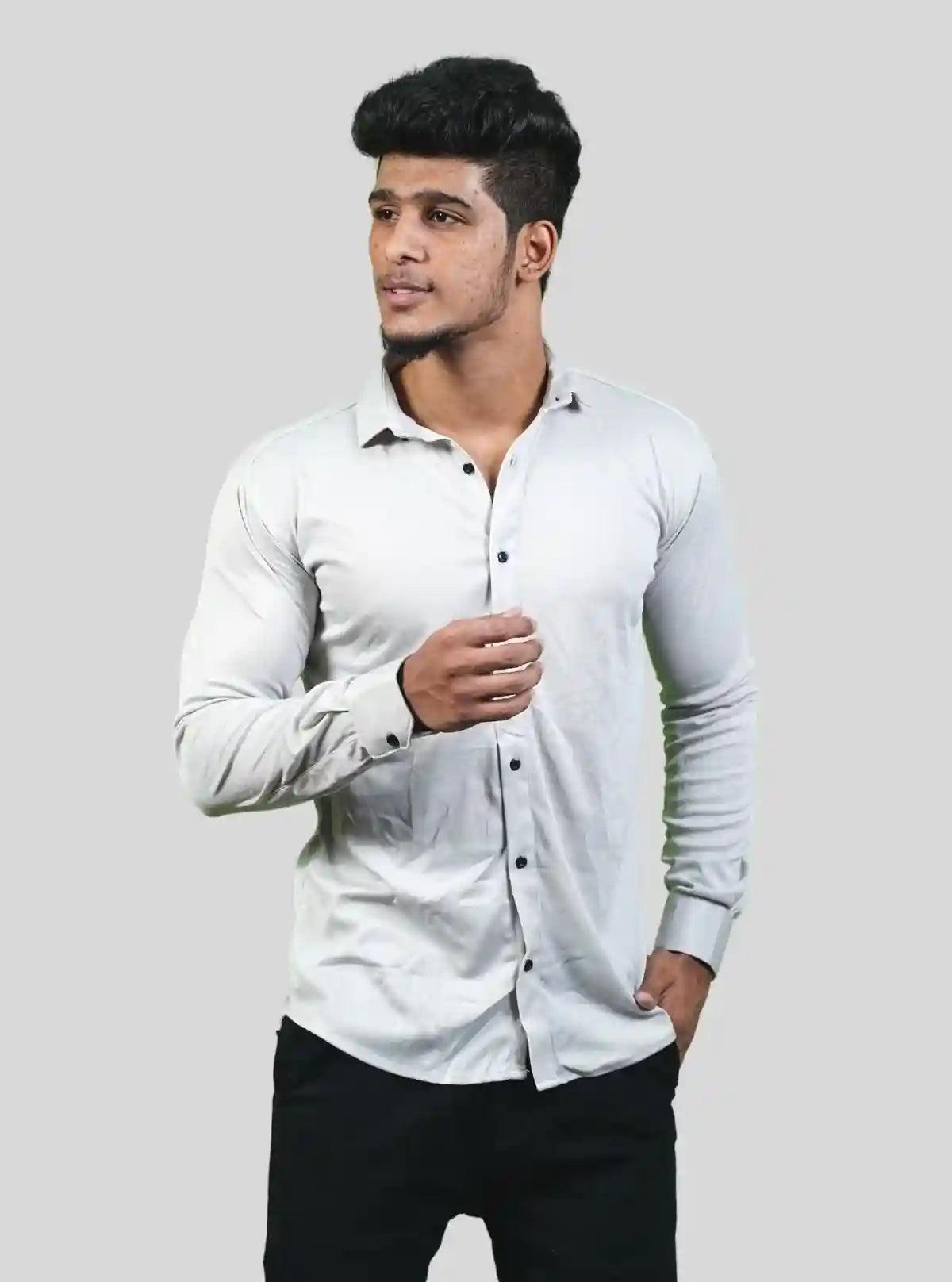 Men's Ash Grey Long Sleeve Poly Shirt – Sleek, Smart & Versatile by Boer and Fitch from Boer and Fitch | Buy Online at gep32c-qs.myshopify.com