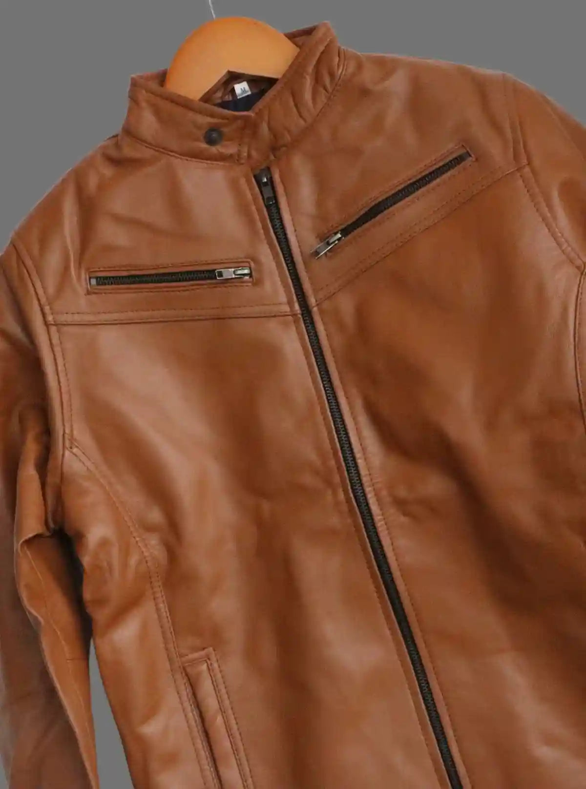 Tan Leather Jacket for Men – Classic Biker & Casual Style by Boer and Fitch | Buy Online at  Boer and Fitch