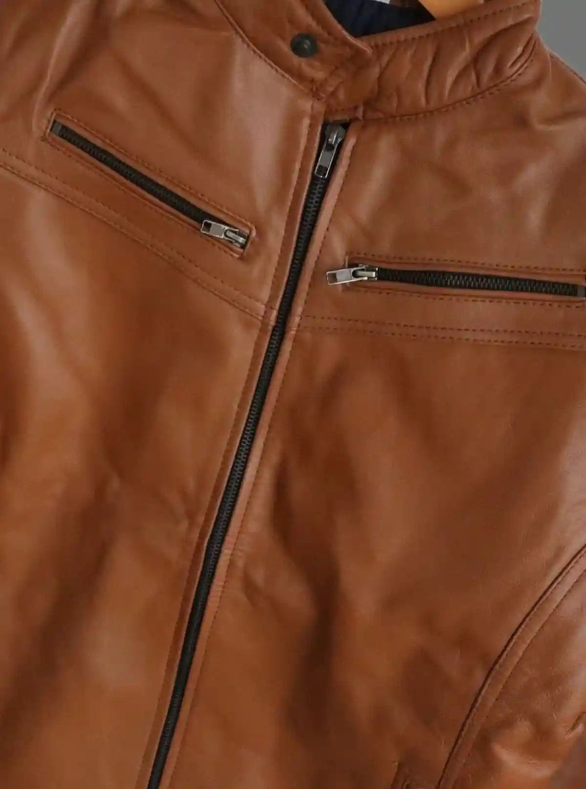 Tan Leather Jacket for Men – Classic Biker & Casual Style by Boer and Fitch | Buy Online at  Boer and Fitch