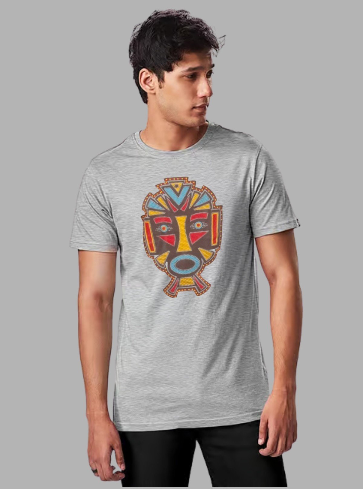 Grey Mask Print T-Shirt for Men – Casual & Stylish by Boer and Fitch - Boer and Fitch