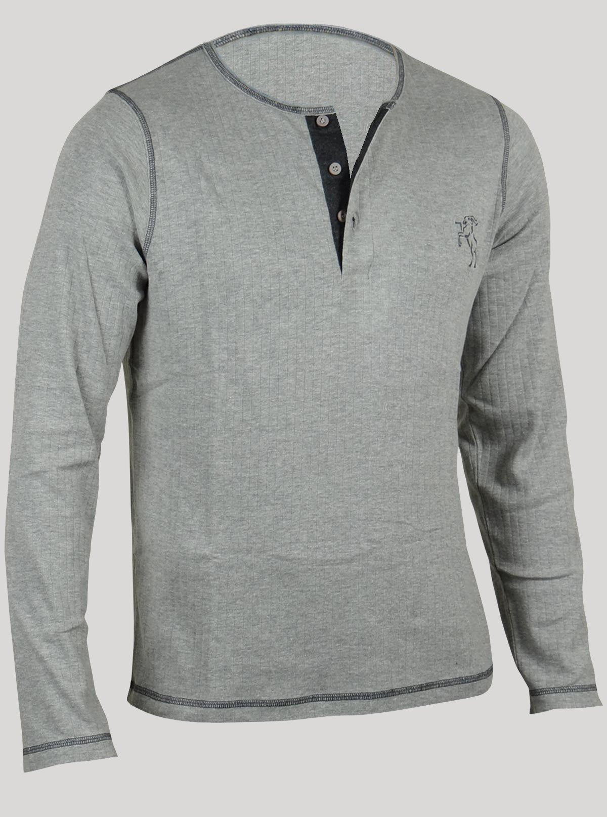 Grey Melange Henley T-Shirt for Men – Casual Comfort by Boer and Fitch - Boer and Fitch
