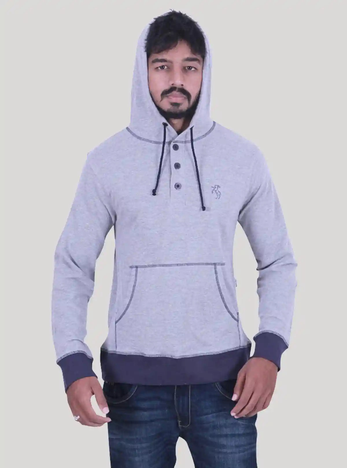 White Melange Hooded Sweatshirt for Men – Casual Comfort by Boer and Fitch | Buy Online at  Boer and Fitch