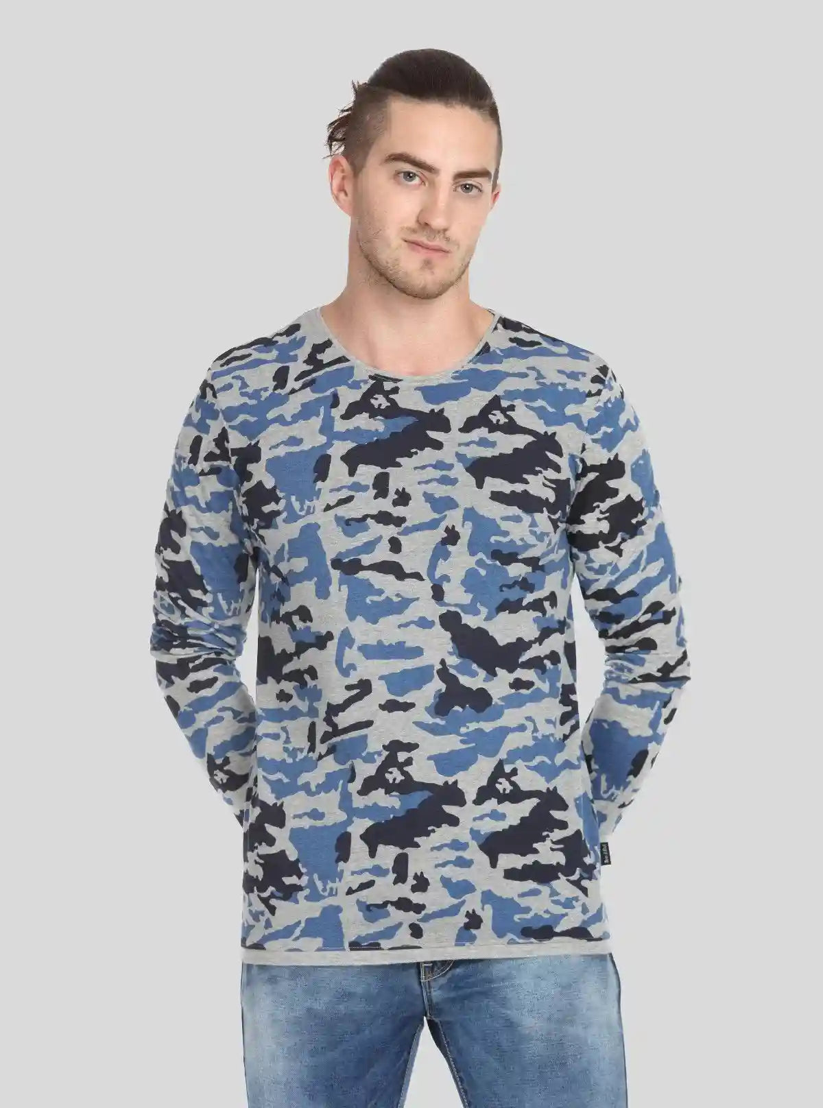 Men’s Grey Melange Camouflage Print T-Shirt – Urban Camo Streetwear Style | Buy Online at  Boer and Fitch