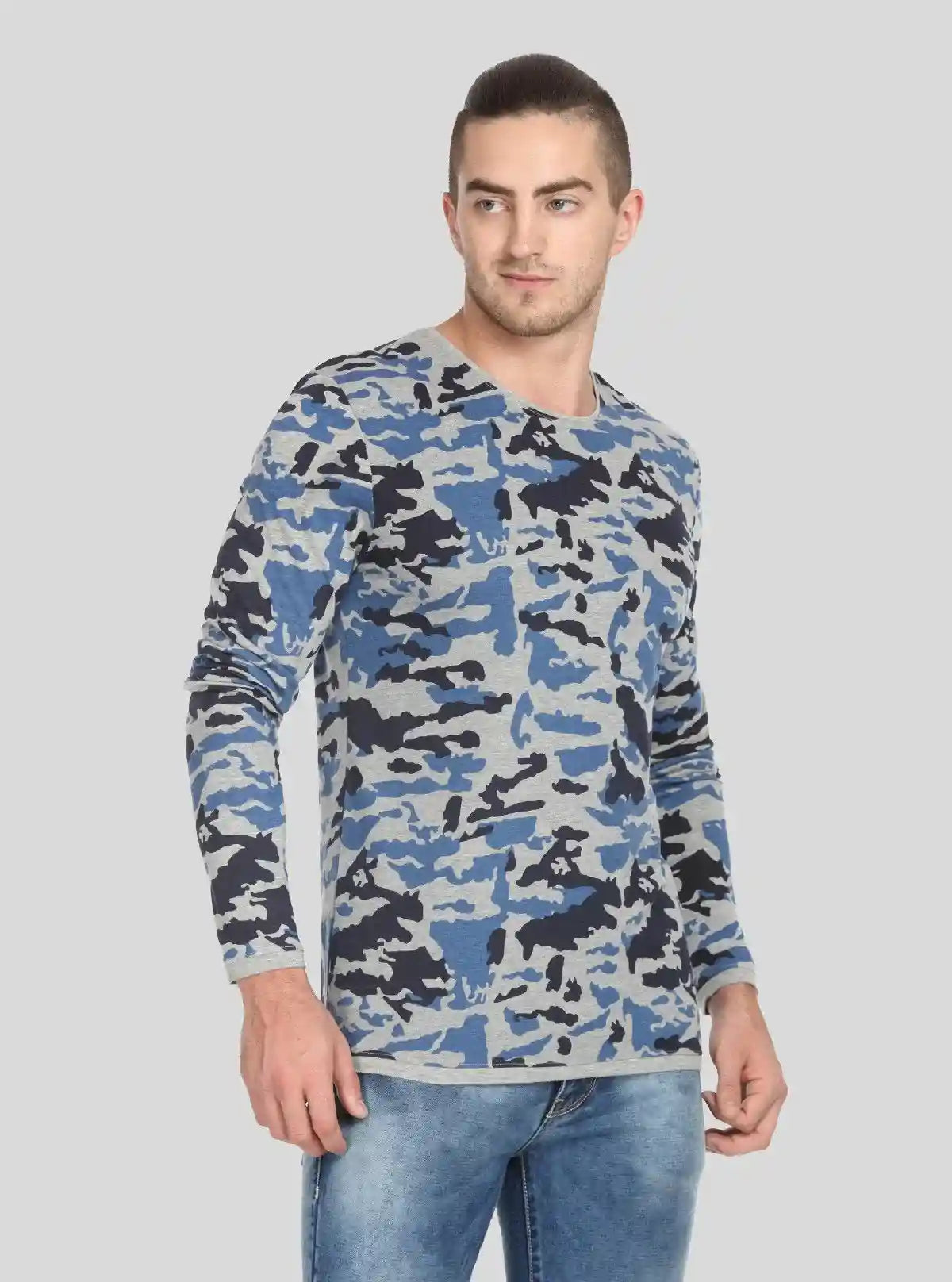 Men’s Grey Melange Camouflage Print T-Shirt – Urban Camo Streetwear Style | Buy Online at  Boer and Fitch
