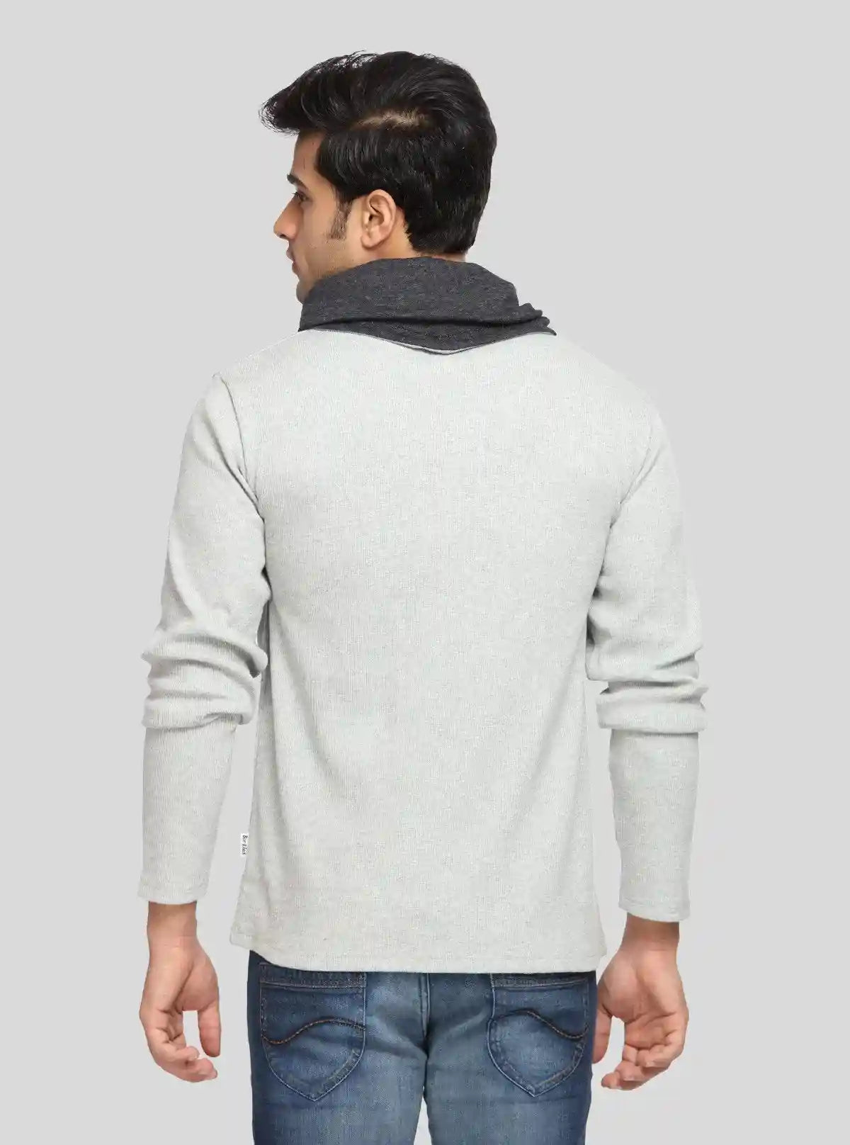 Men’s Grey Melange Cowl Neck Sweatshirt – Modern Comfort with Urban Edge | Buy Online at  Boer and Fitch