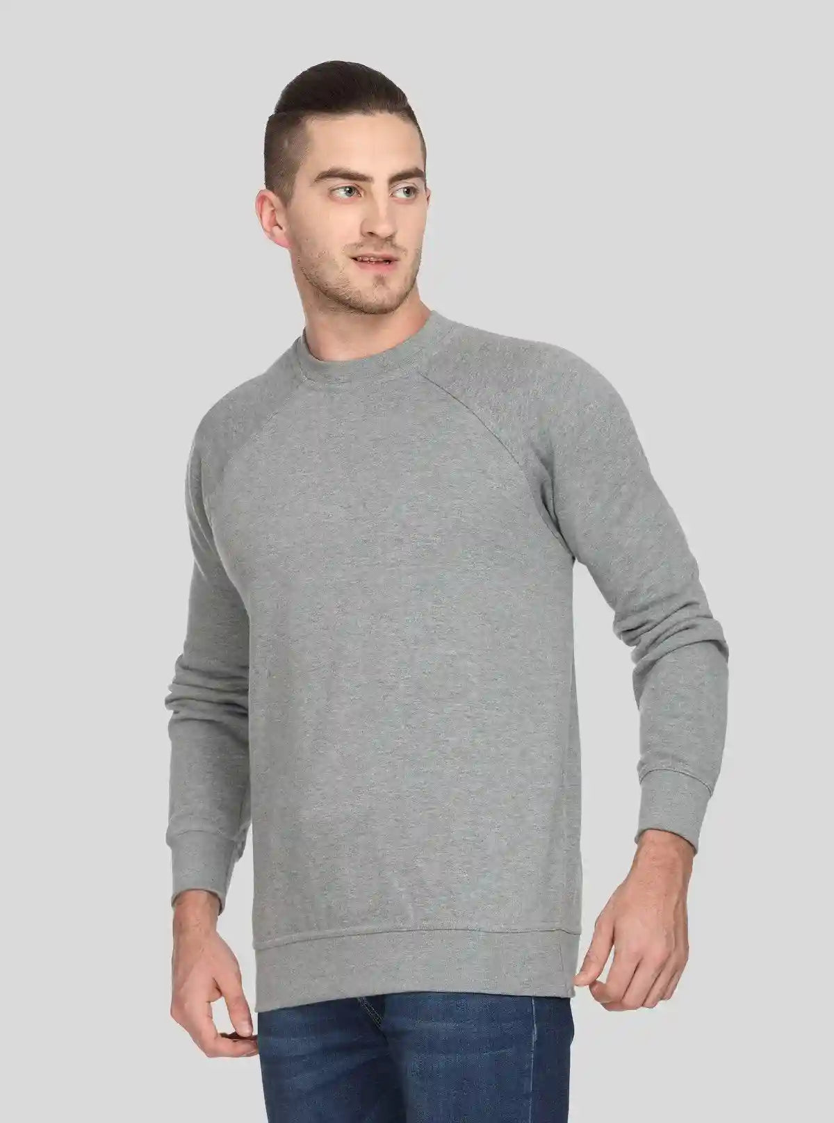 Men’s Grey Melange Fleece Sweatshirt – Timeless Warmth & Soft Comfort | Buy Online at  Boer and Fitch
