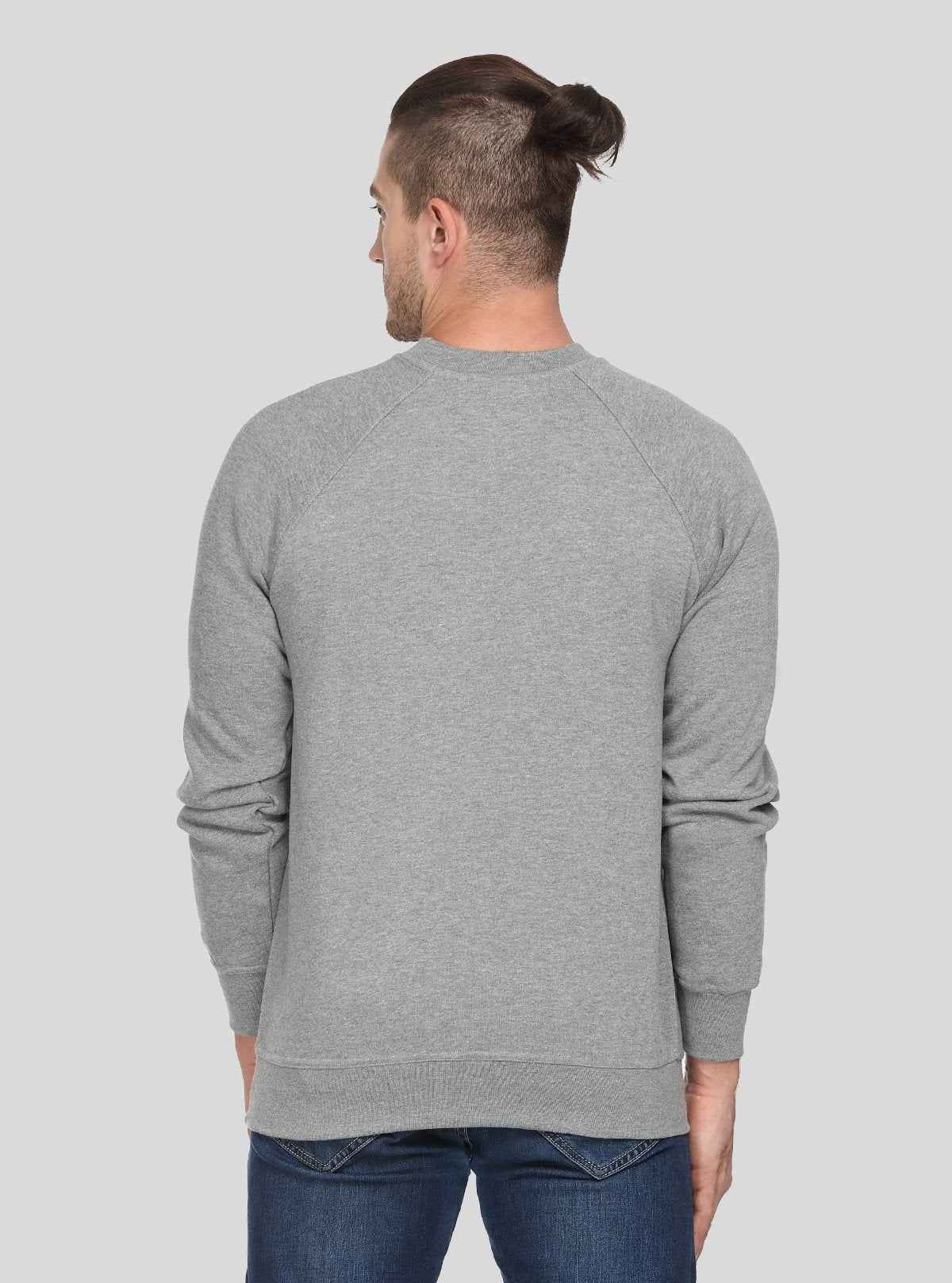 Men’s Grey Melange Fleece Sweatshirt – Timeless Warmth & Soft Comfort | Buy Online at  Boer and Fitch