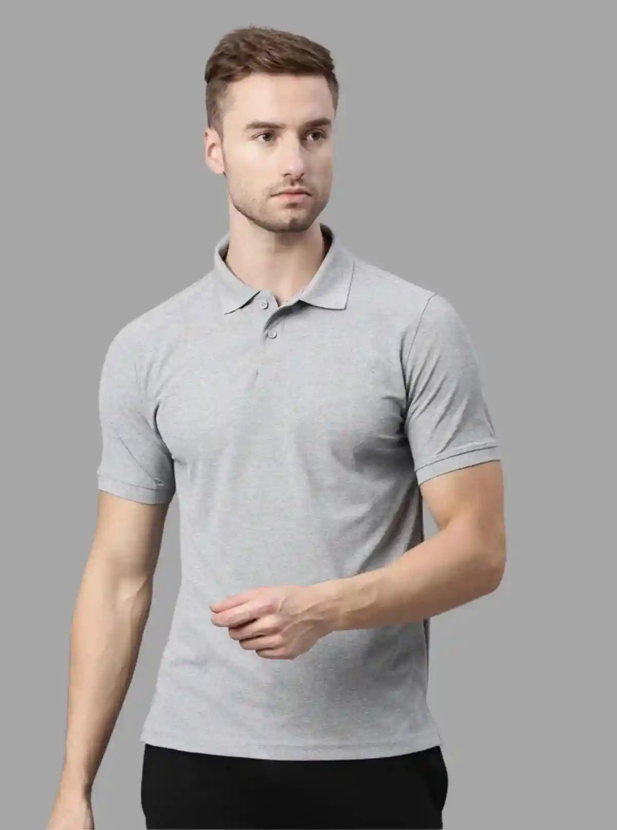 Men’s Grey Melange Polo T-Shirt – Effortless Style in Everyday Comfort | Buy Online at  Boer and Fitch
