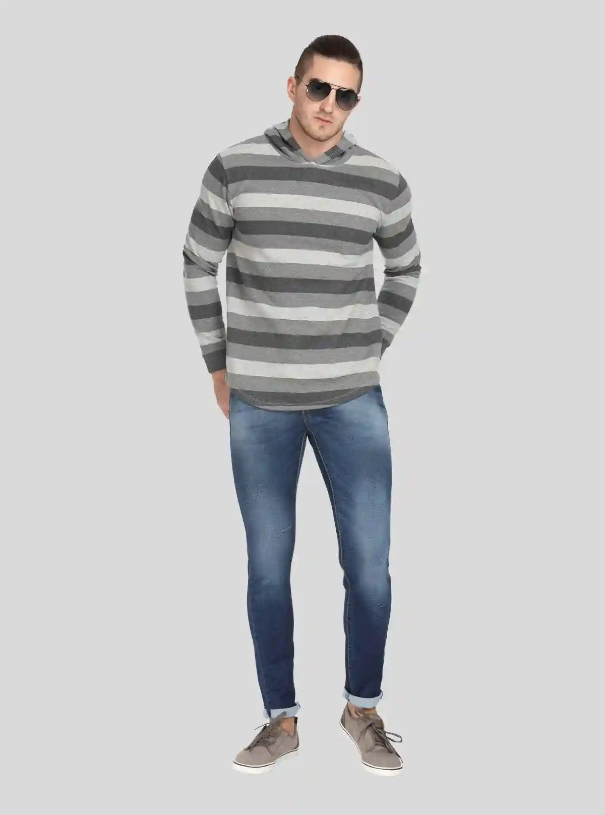 Men’s Melange Striped Hoodie – Textured Look, Modern Striped Comfort | Buy Online at  Boer and Fitch