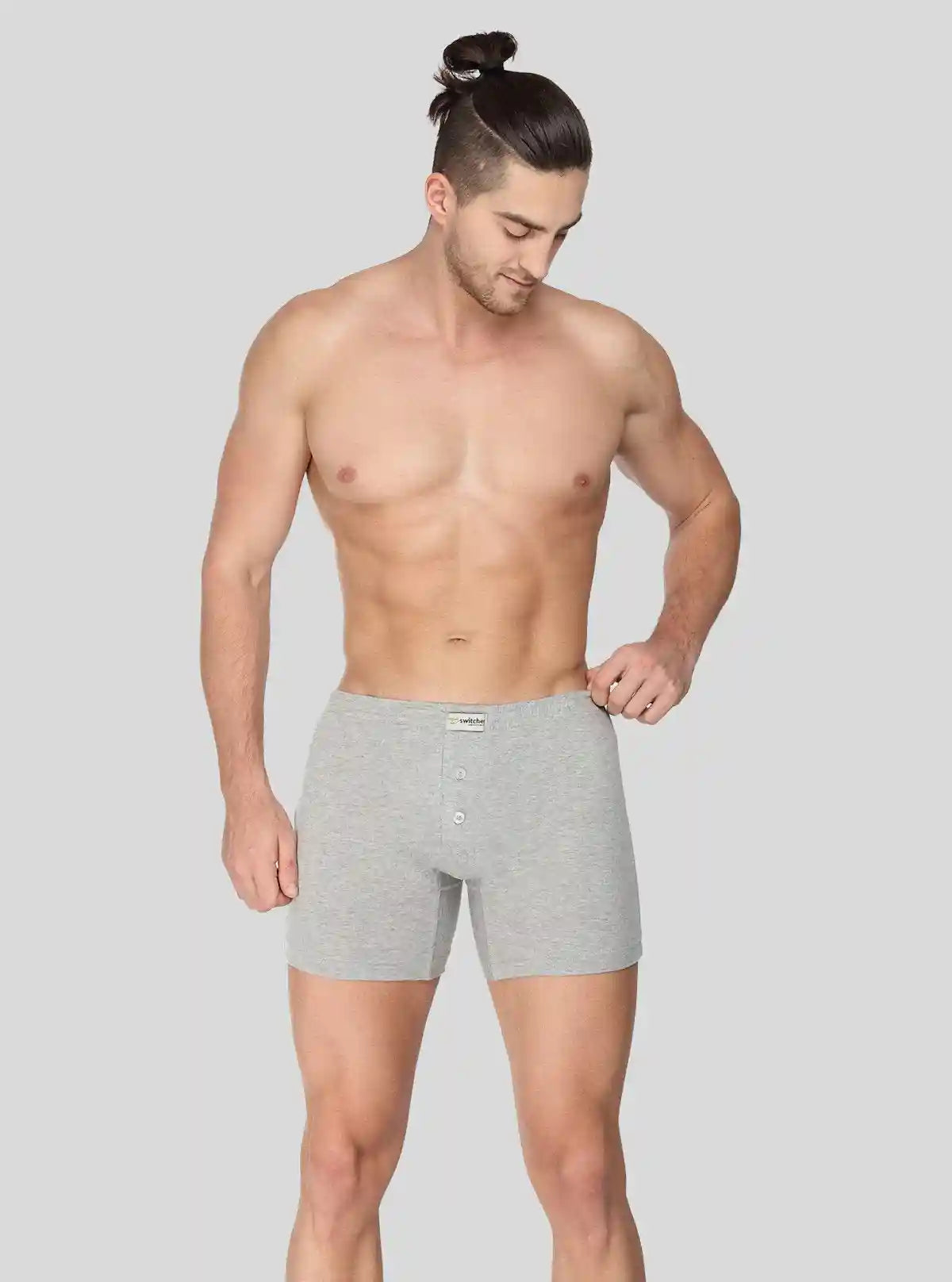 Men’s Solid Grey Buttoned Trunks – Soft Cotton, Tailored Fit & Style | Buy Online at  Boer and Fitch