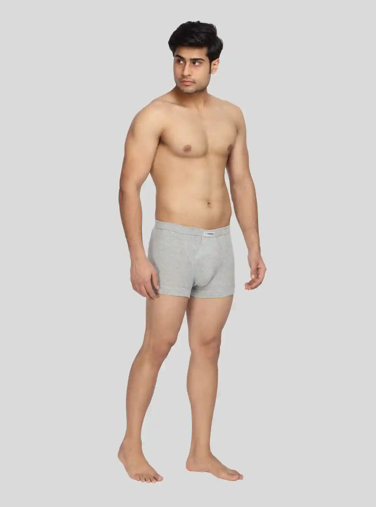 Men’s Solid Grey Melange Inner Banded Trunk | Cotton Comfort Fit | Buy Online at  Boer and Fitch