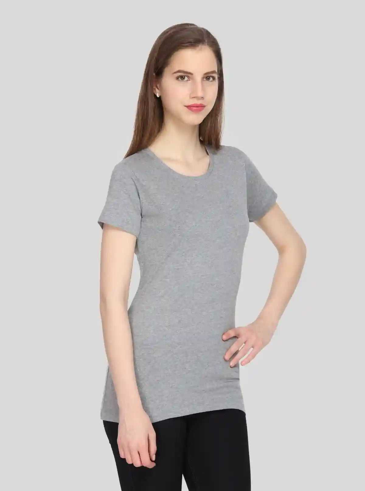 Women's Grey Melange Crew Neck Cotton Jersey Short Sleeve T-Shirt by Boer and Fitch | Buy Online at  Boer and Fitch