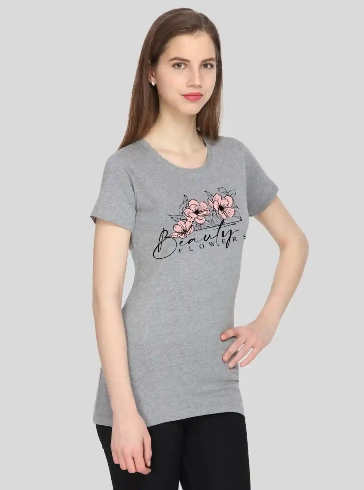 Women’s Grey Melange Live Love Cotton T-Shirt – Soft & Stylish | Boer & Fitch from Boer and Fitch | Buy Online at gep32c-qs.myshopify.com