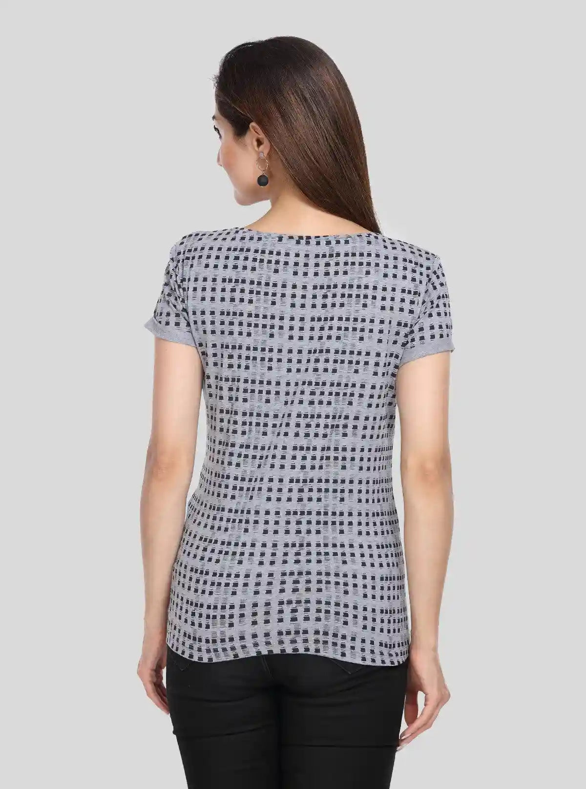 Women's Grey Melange Patterned Top – Casual Chic in Soft Cotton Knit | Buy Online at  Boer and Fitch