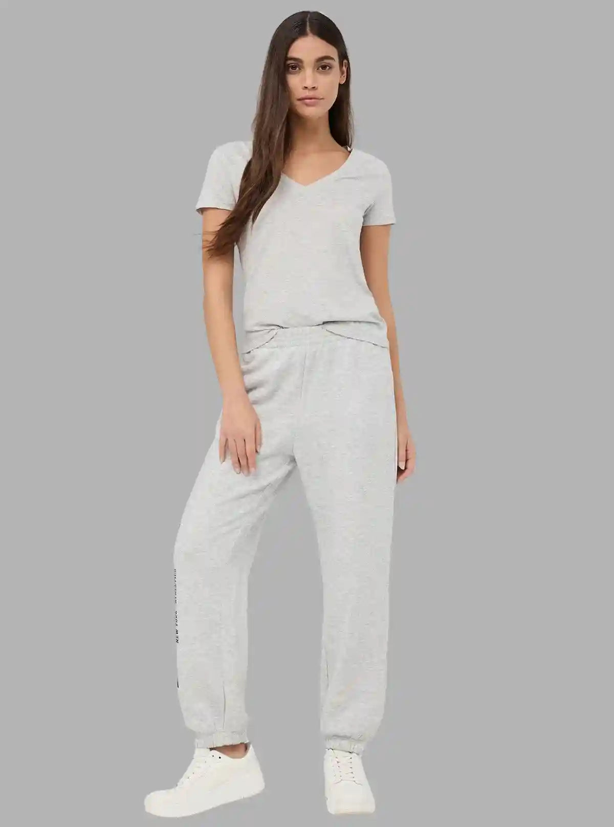 Women’s Grey Melange V-Neck Short Sleeve Cotton Jersey T-Shirt by Boer and Fitch | Buy Online at  Boer and Fitch